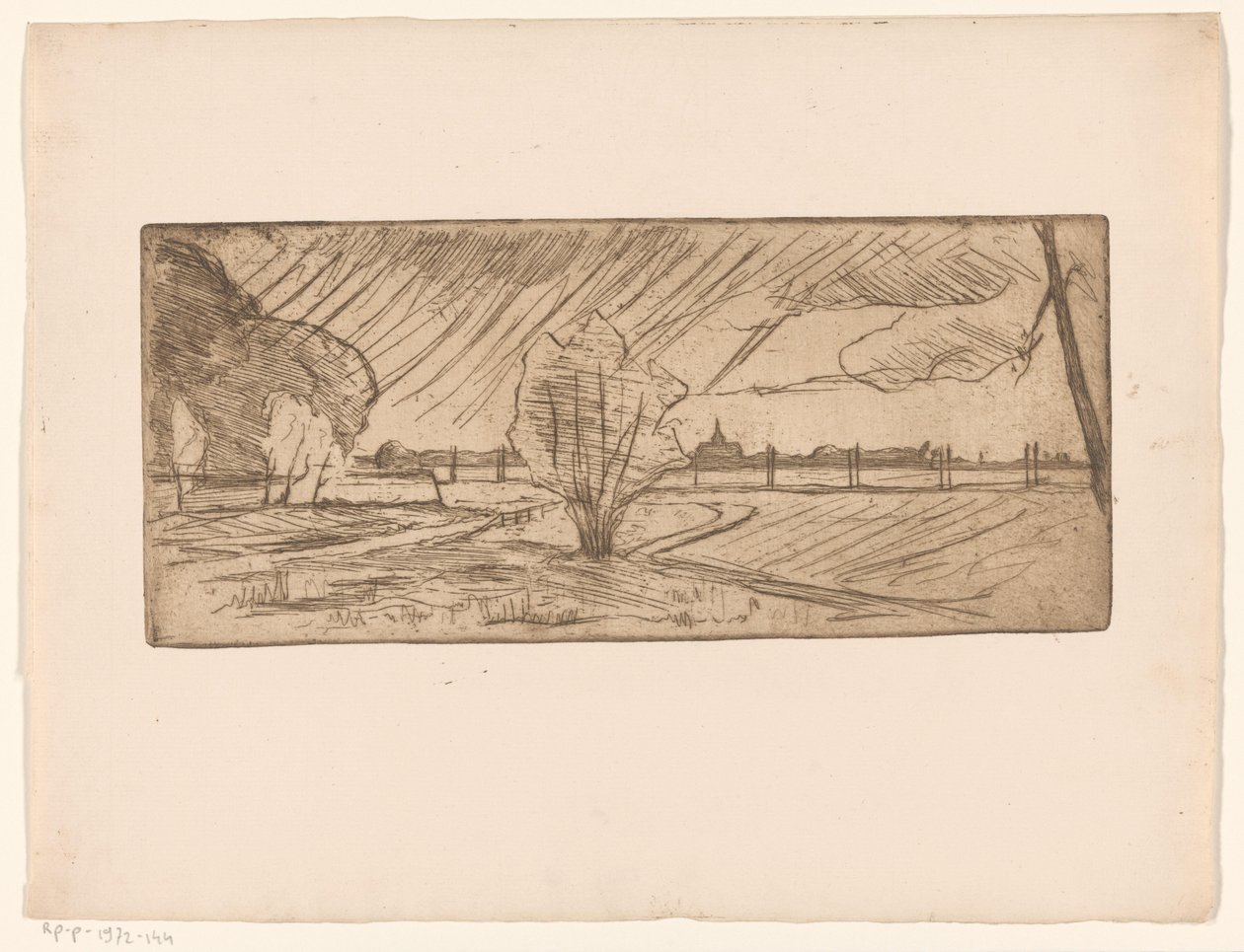 Paysage avec arbres et église - Maurits van der Valk