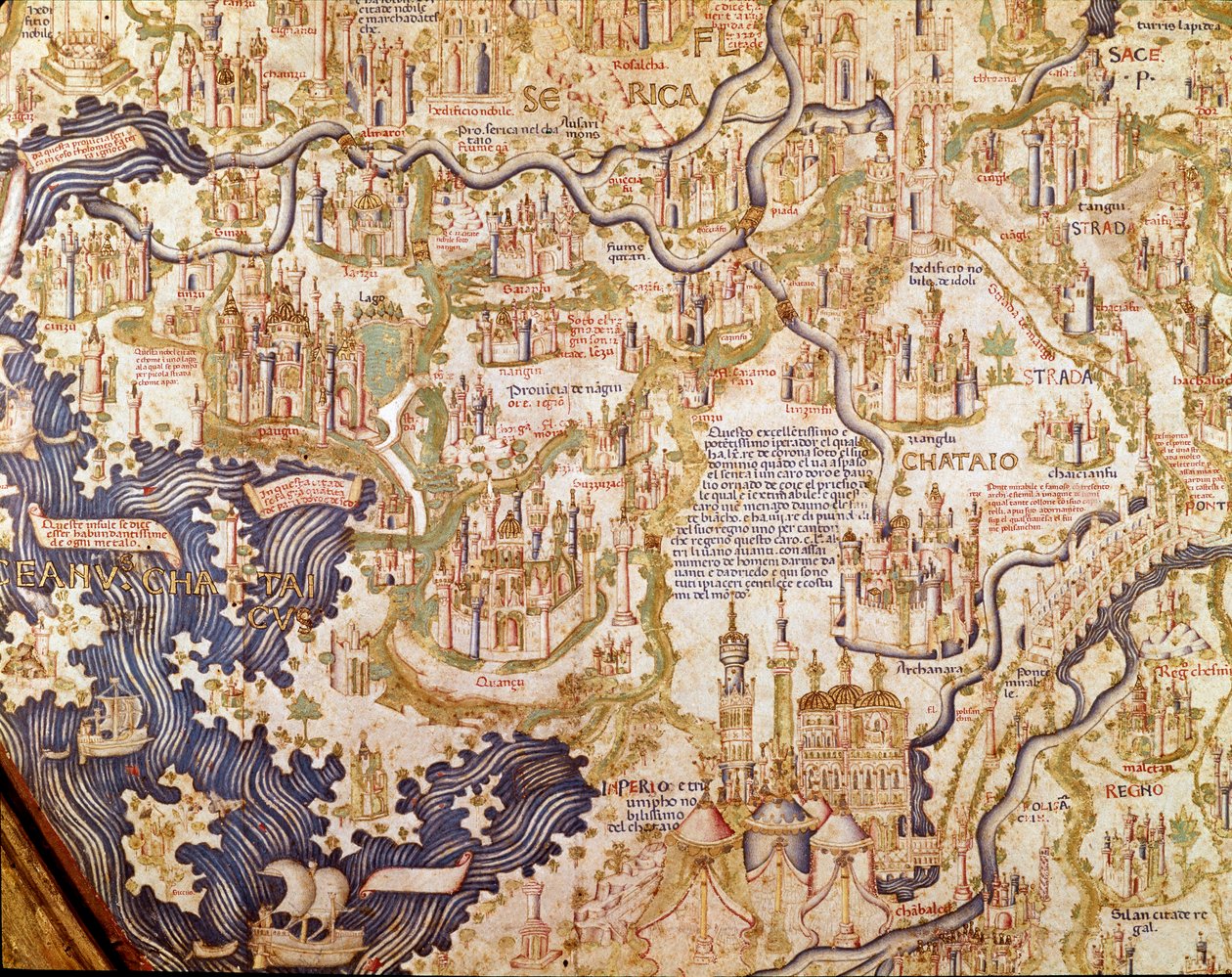 Vue de la Chine (Cambaluc, maintenant Pékin) Détail de la carte du monde (mappamundi) du frère Maurus (Mauro) Camaldolese 1459 - Mauro Fra