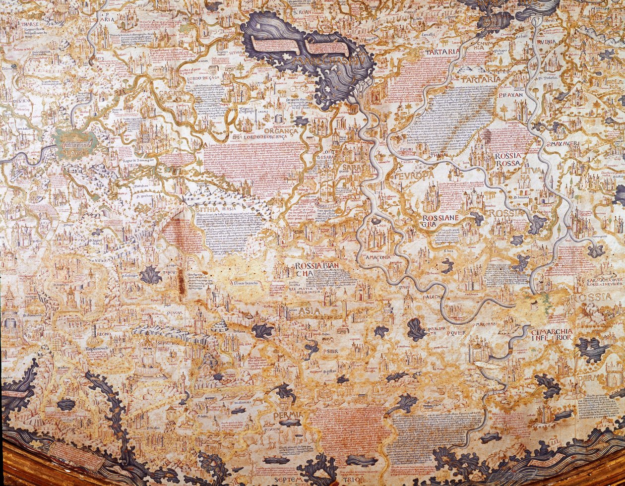 Vue de la Russie (détail) de la carte du monde (mappamundi) du frère Maurus (Mauro) camaldule 1459 Biblioteca Marciana, Venise - Mauro Fra