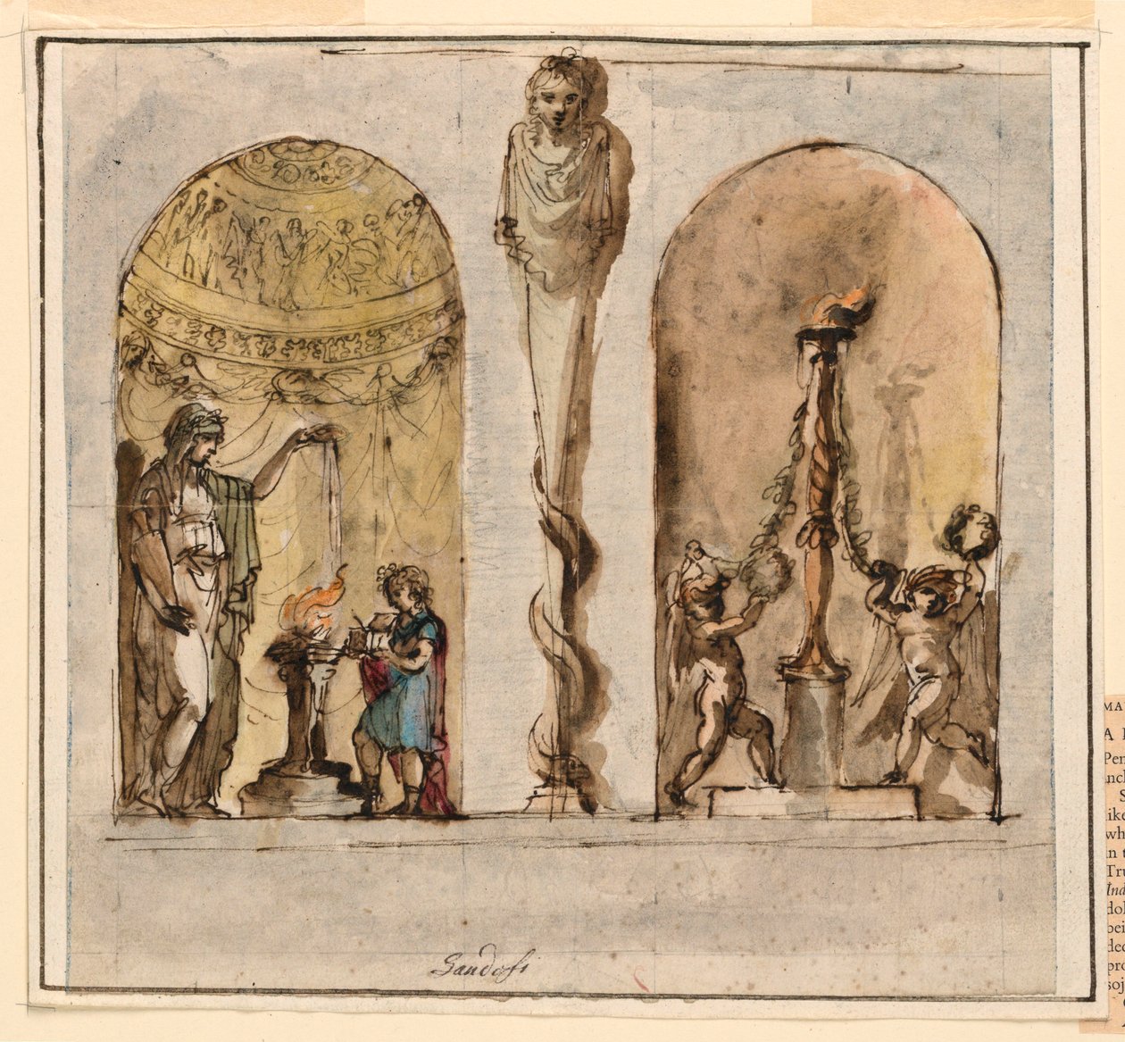 Dessin, décoration murale peinte, 1800-1830 - Mauro Gandolfi