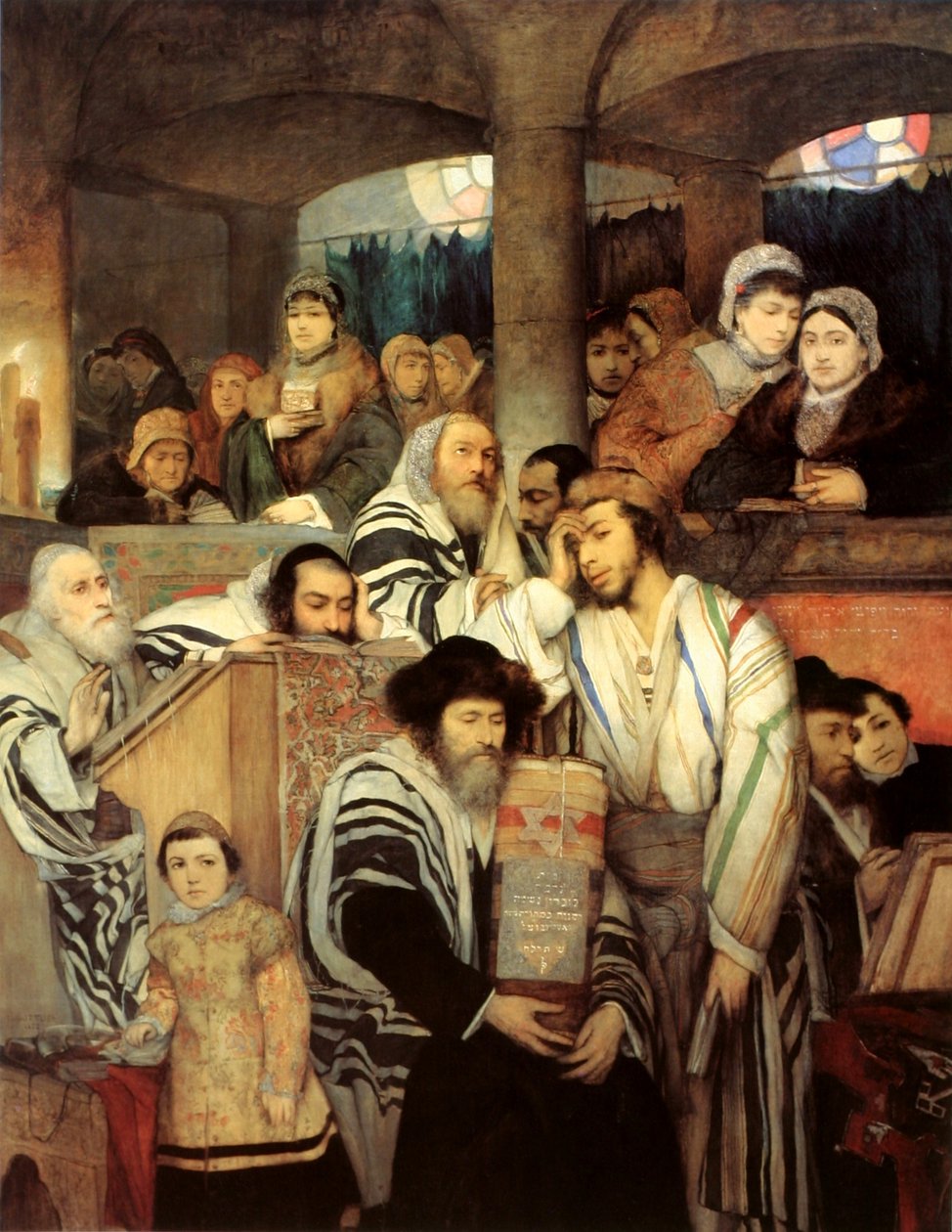 Juifs priant à la synagogue le jour de Yom Kippour - Maurycy Gottlieb