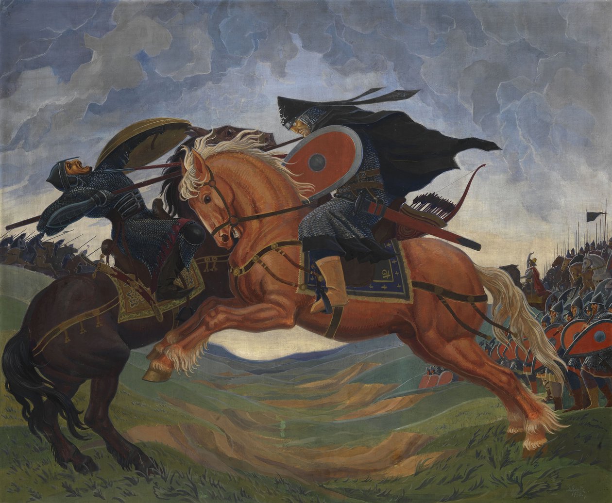 Combat singulier de Peresvet et Temir-murza sur le champ de Kulikovo en 1380 - Mavriki Petrovich Jacobi
