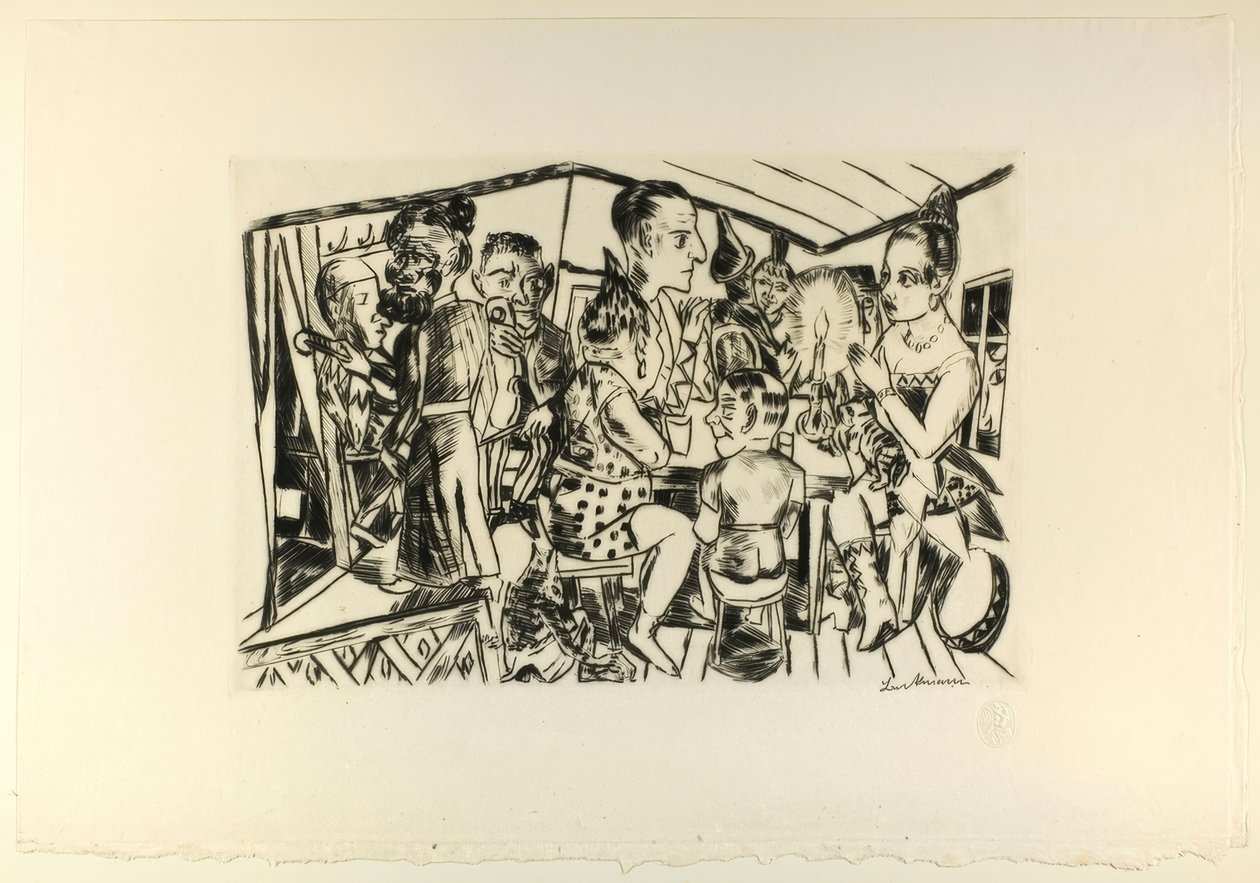 Dans les coulisses, planche trois de Jahrmarkt - Max Beckmann