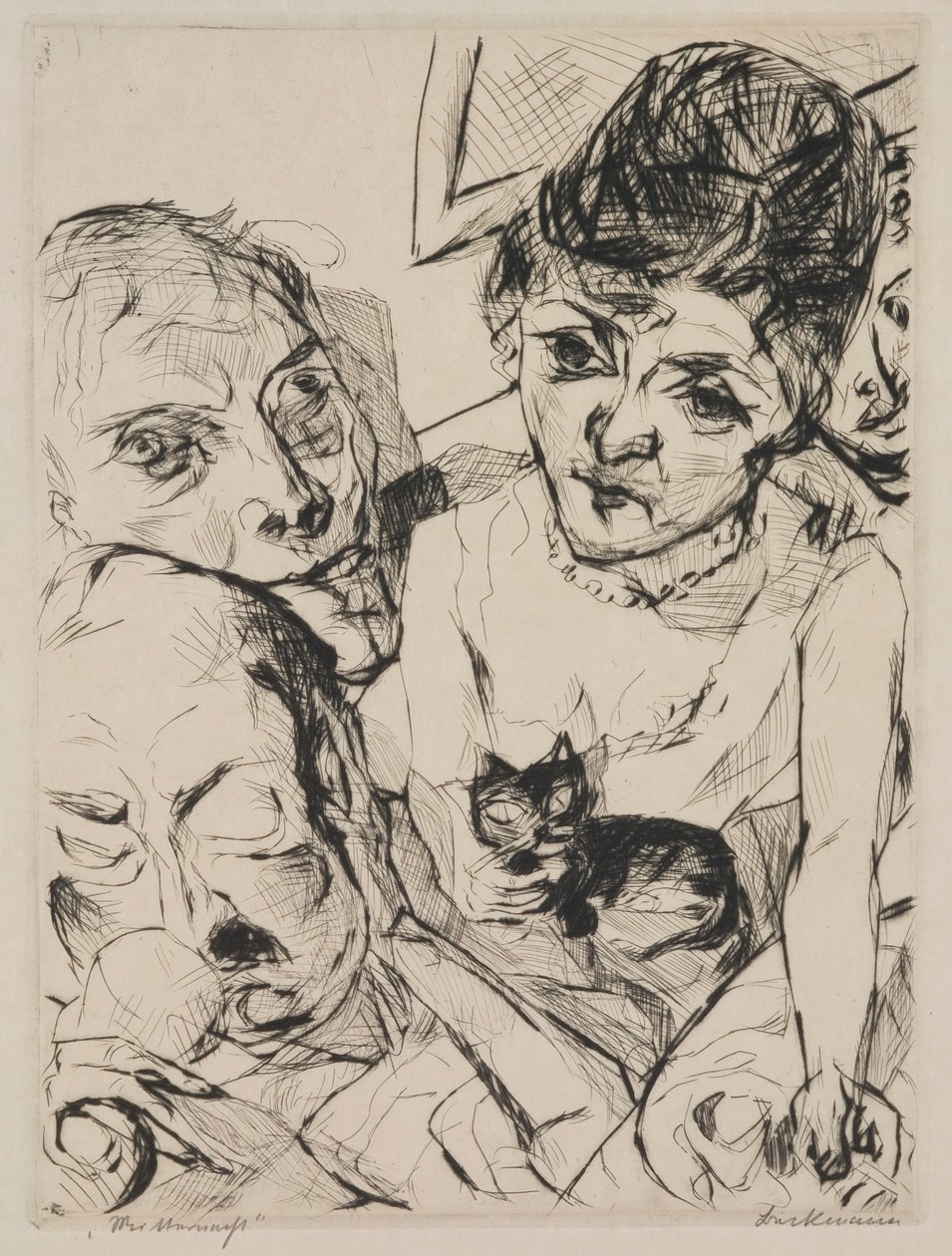 Soir (Autoportrait avec les Battenbergs), planche 10 du portfolio « Visages » - Max Beckmann