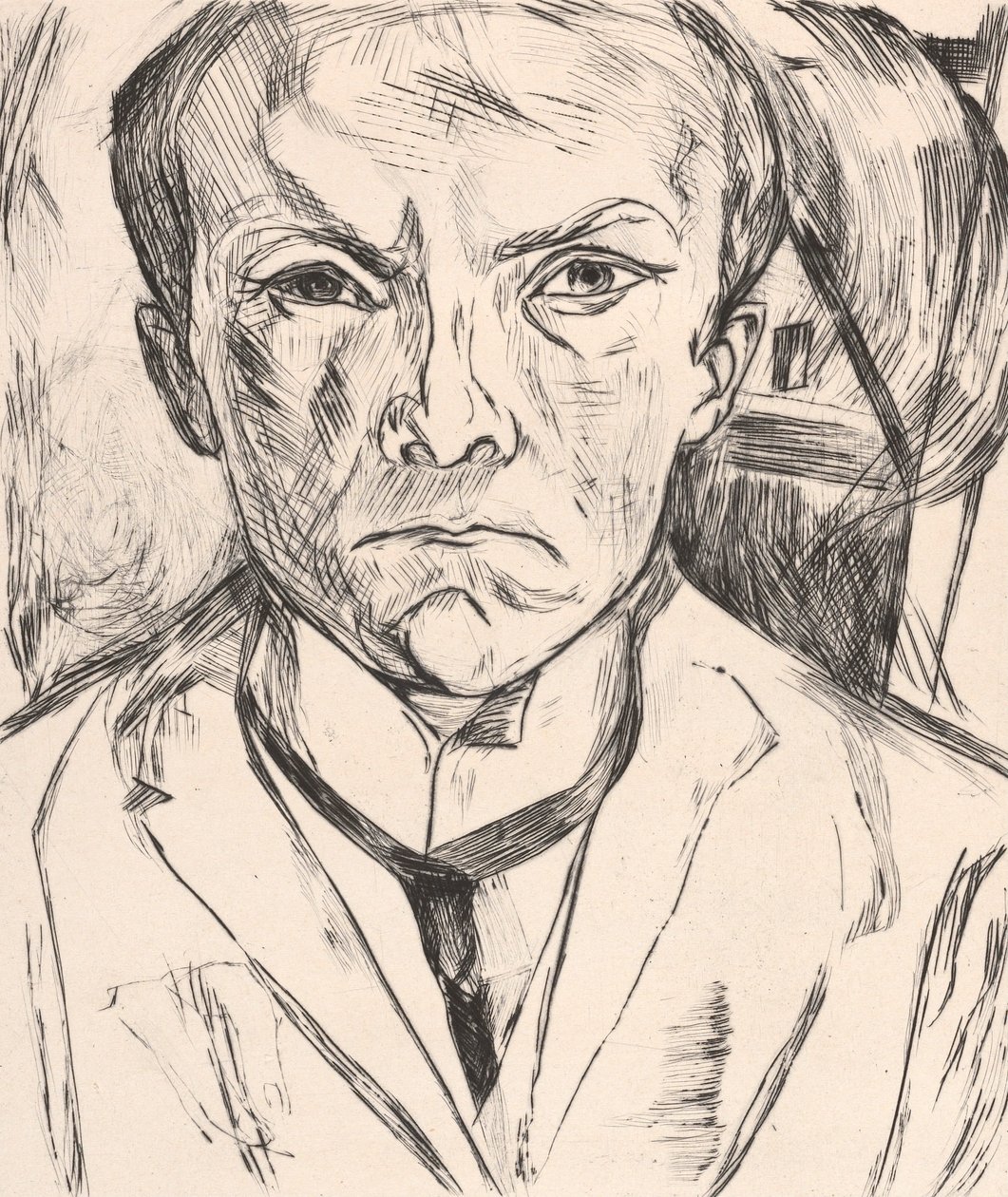 Autoportrait de face avec pignon de maison à l