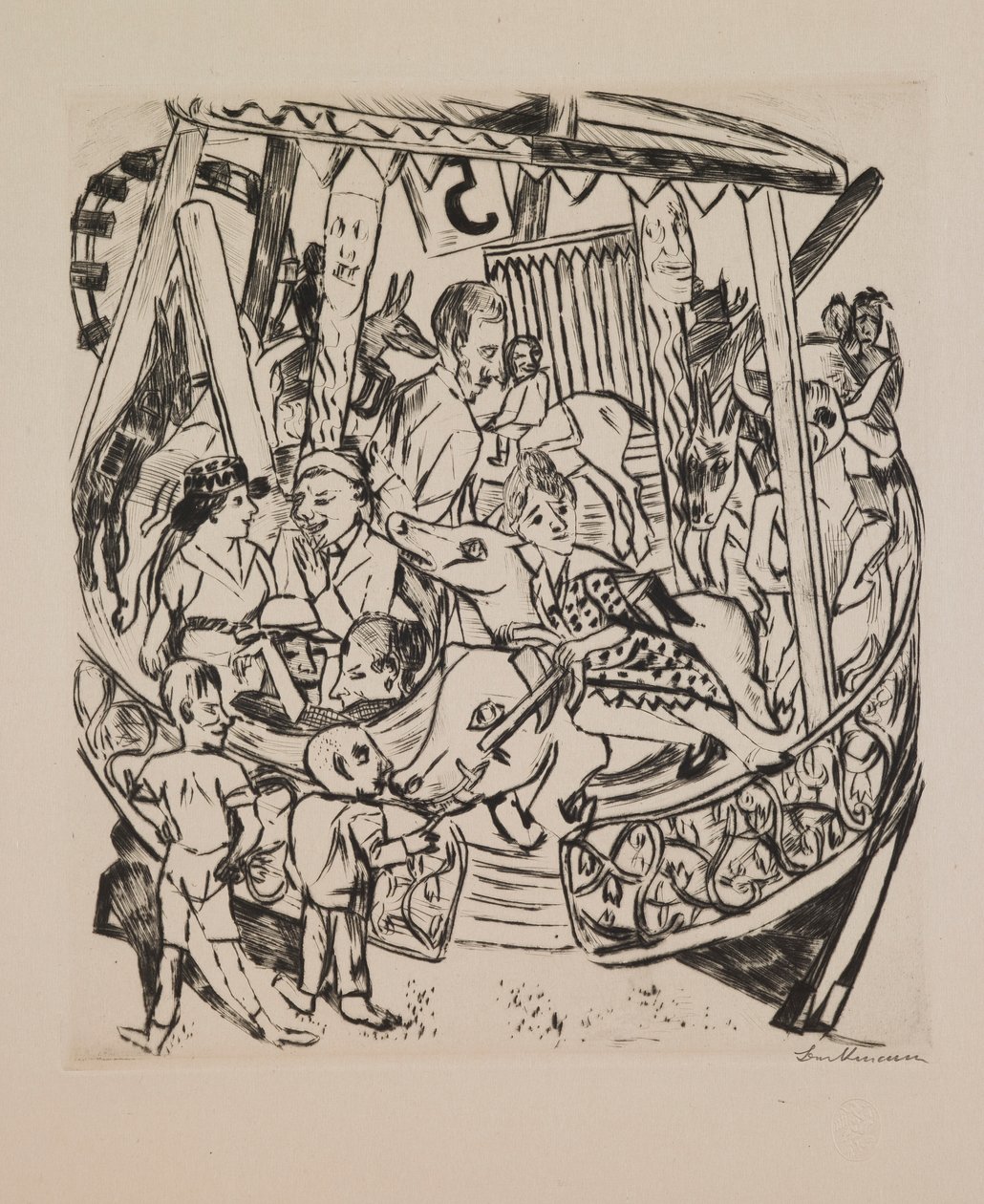 Manège, planche 7 du portfolio « Foire annuelle » - Max Beckmann