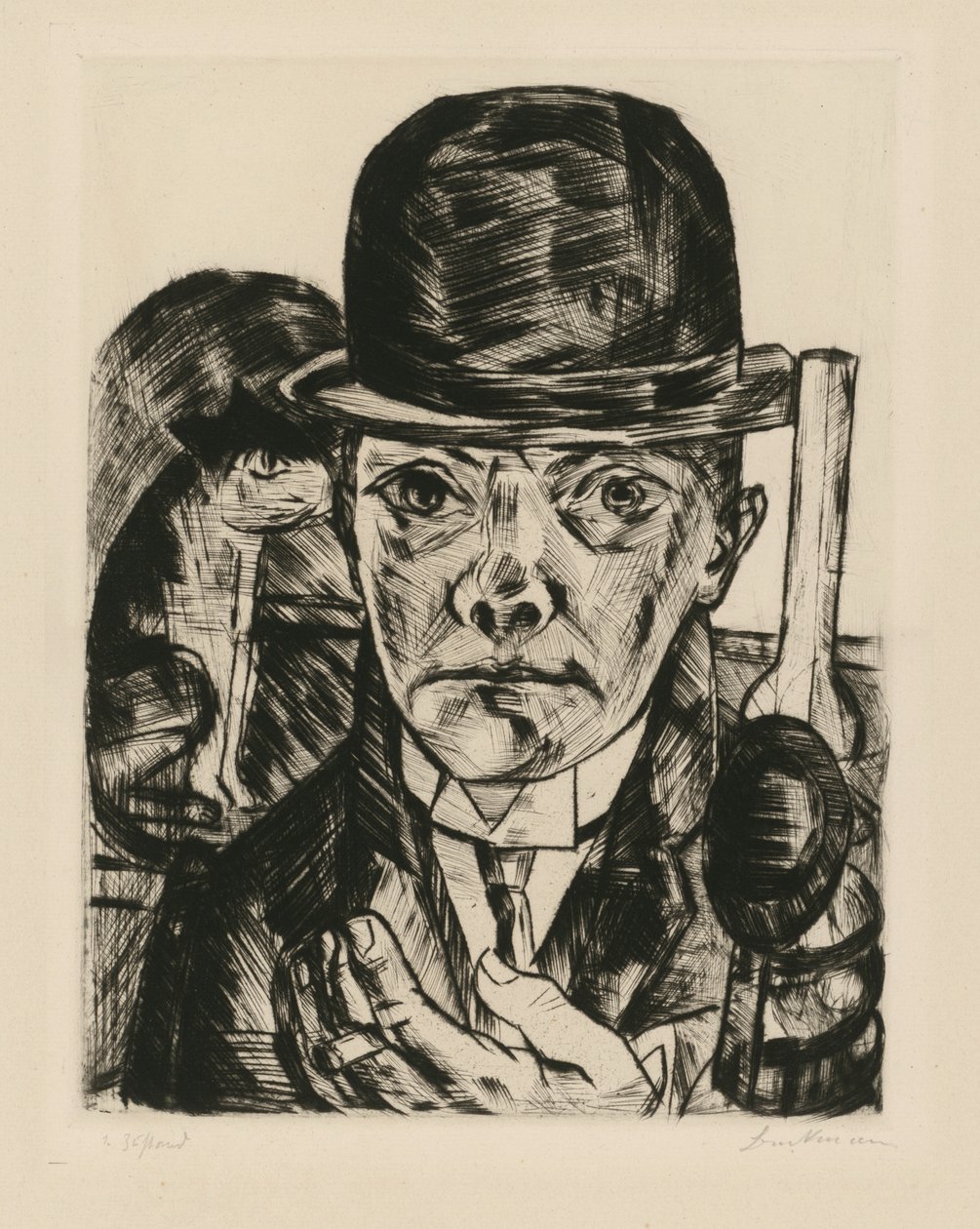 Autoportrait au chapeau rigide - Max Beckmann