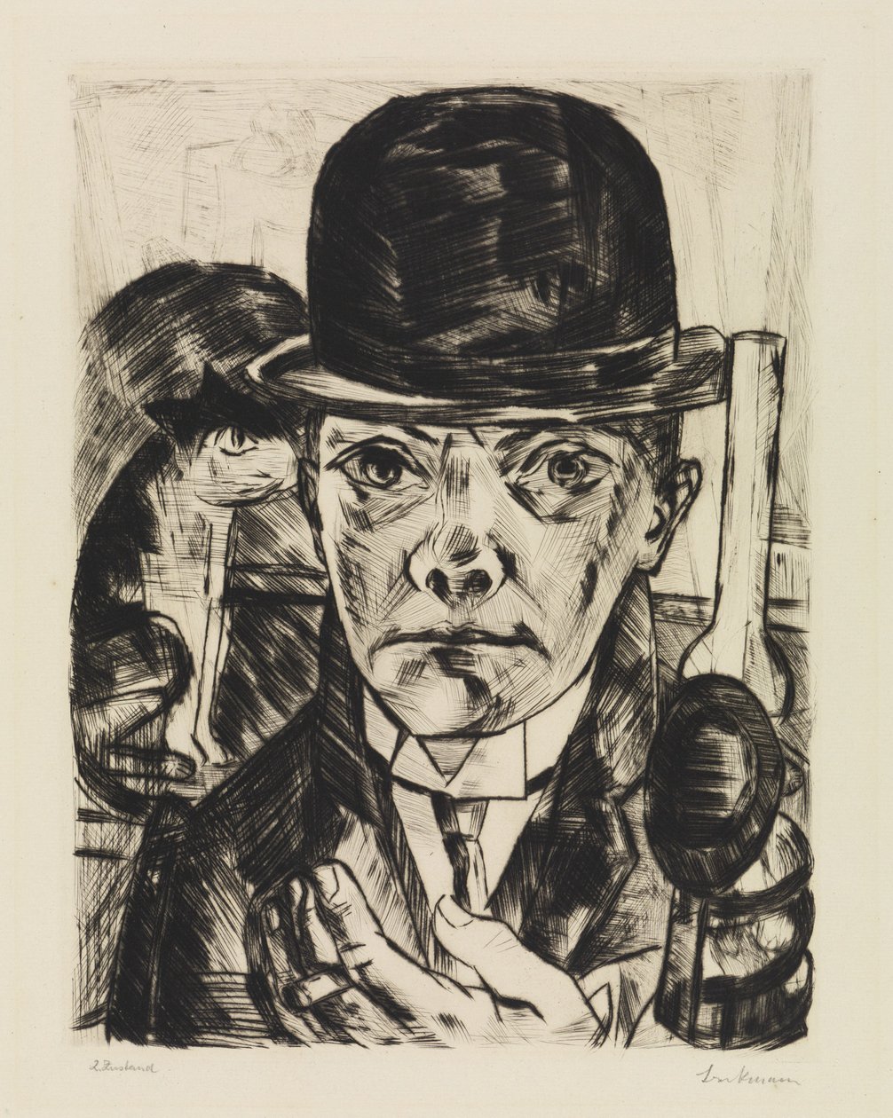 Autoportrait au chapeau rigide - Max Beckmann