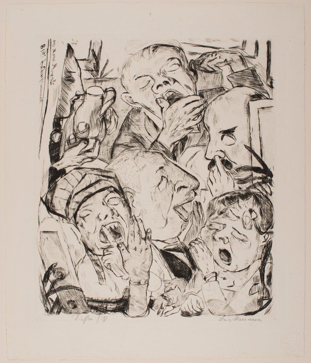 Les Bâilleurs, planche 7 du portfolio « Visages » - Max Beckmann