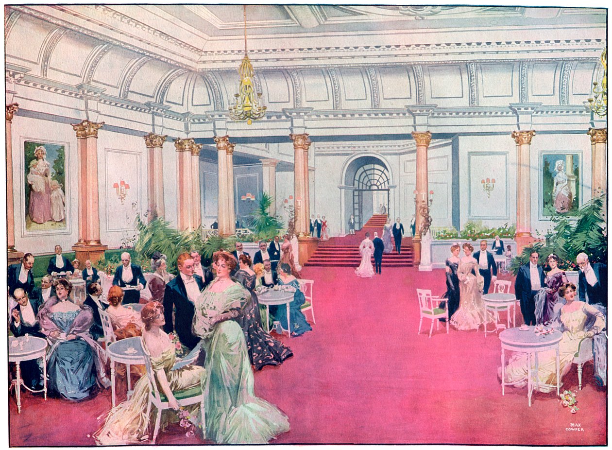 Le foyer du restaurant Savoy, Londres, 1905 - Max Cowper