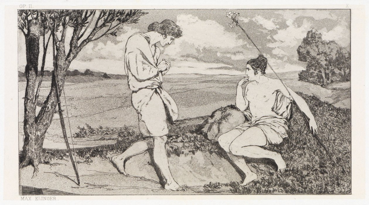 Apollon et Daphné I (Sauvetages de victimes ovidiennes, Opus II, feuille 10) - Max Klinger
