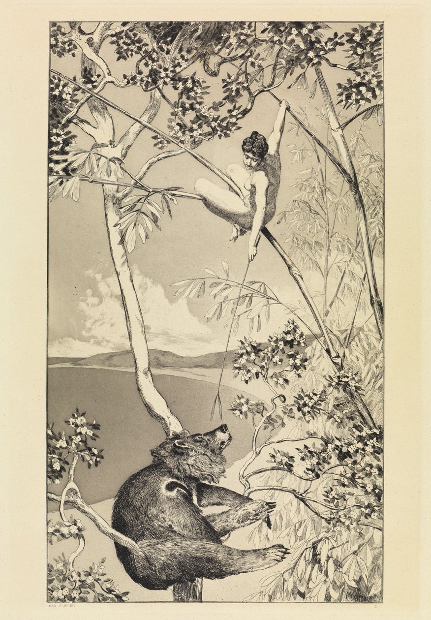 Ours et elfe (Intermezzi, opus IV, feuille 1) - Max Klinger