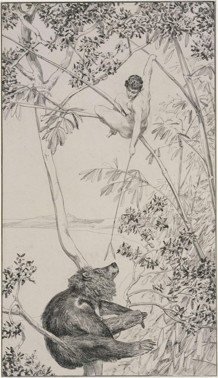 Ours et elfe, dessin préparatoire pour l