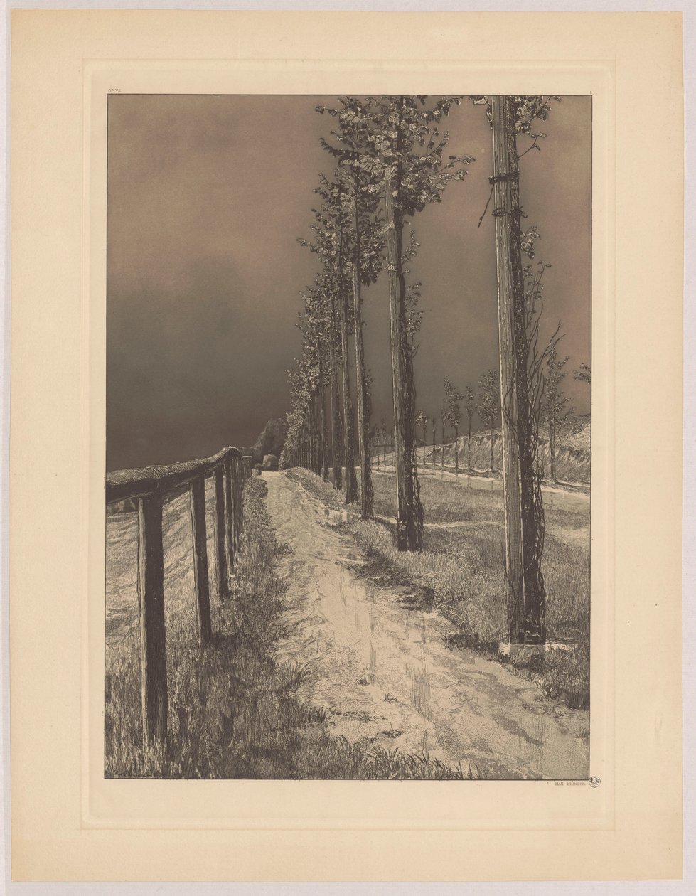 La chaussée, pl. 2, Quatre paysages, op. VII - Max Klinger