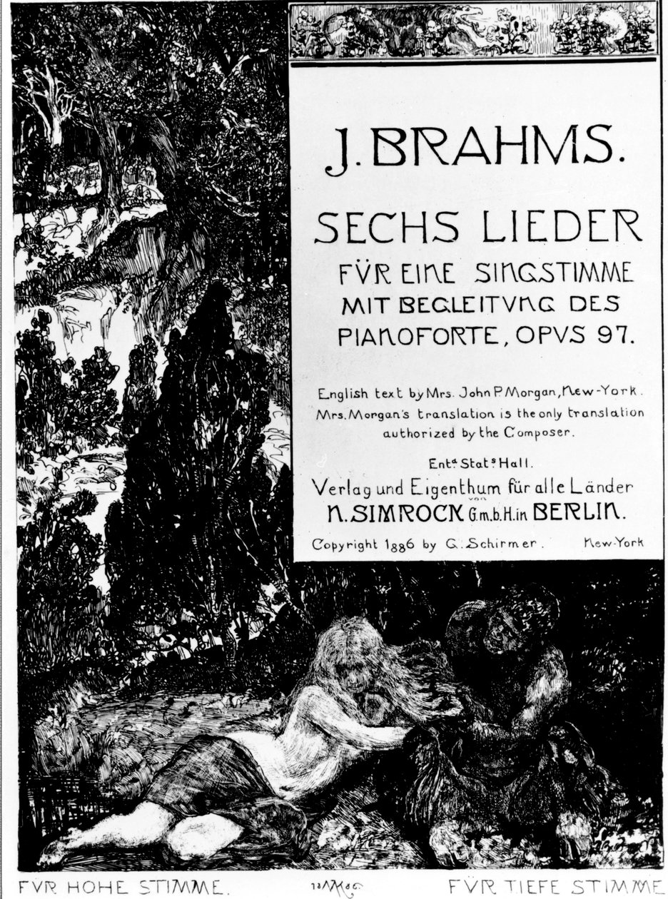 Frontispice de "Six Lieder opus 97" (Sechs Lieder opus 97) par Johannes Brahms (1833-1897) - Max Klinger