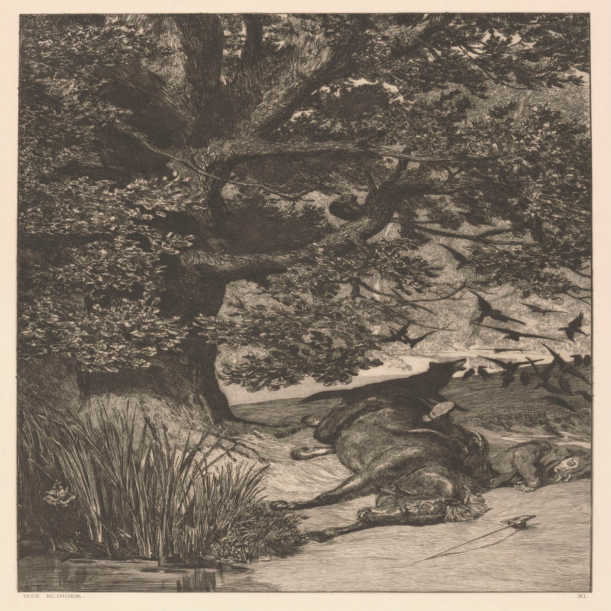 Cavalier tombé - Max Klinger