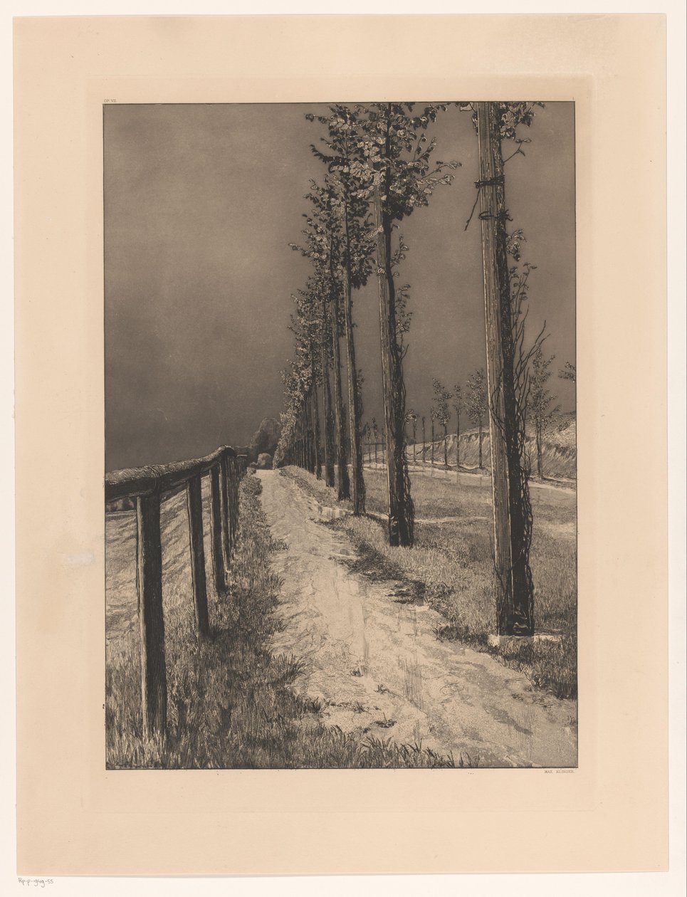 Chemin de campagne sous la pluie (série Quatre paysages) - Max Klinger