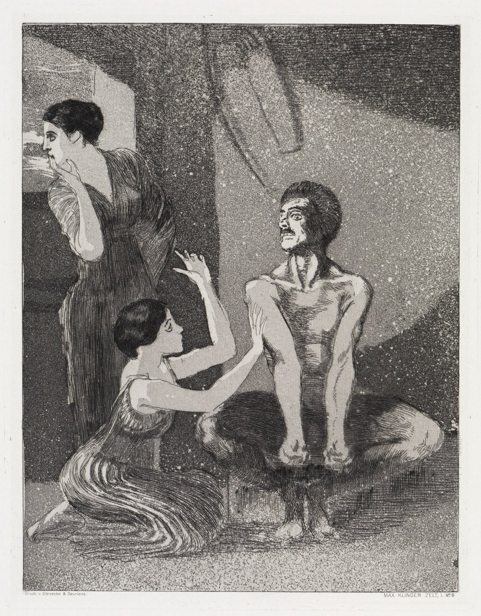 La Jeune Fille et le Sagittaire (Tente, Opus XIV, 1re partie, n° 9) - Max Klinger