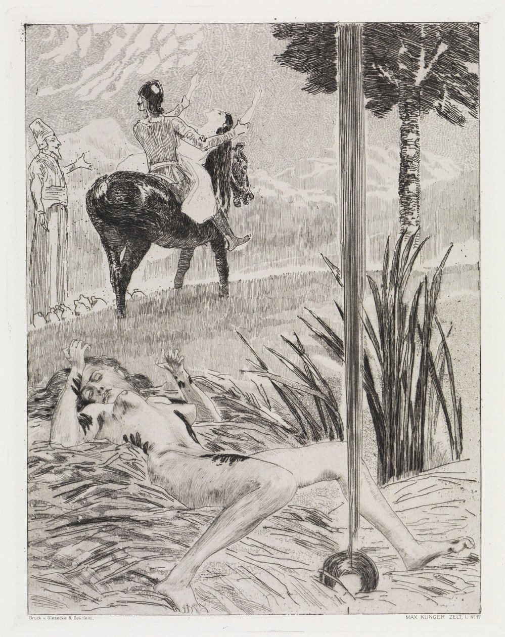 Meurtre et enlèvement (Tente, Opus XIV, 1re partie, n° 17) - Max Klinger