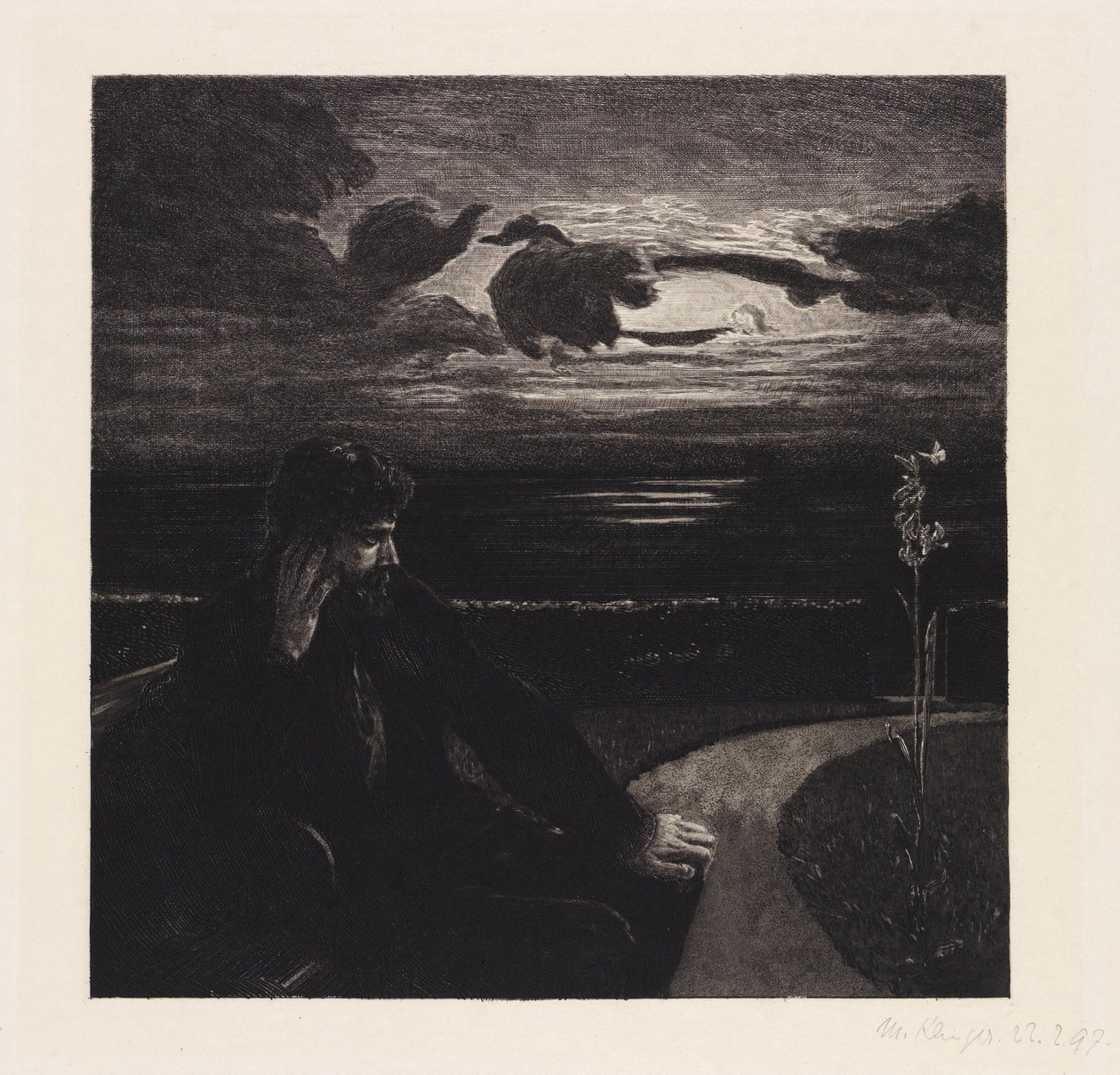 Nuit (De la mort, première partie, opus XI, planche 1) - Max Klinger