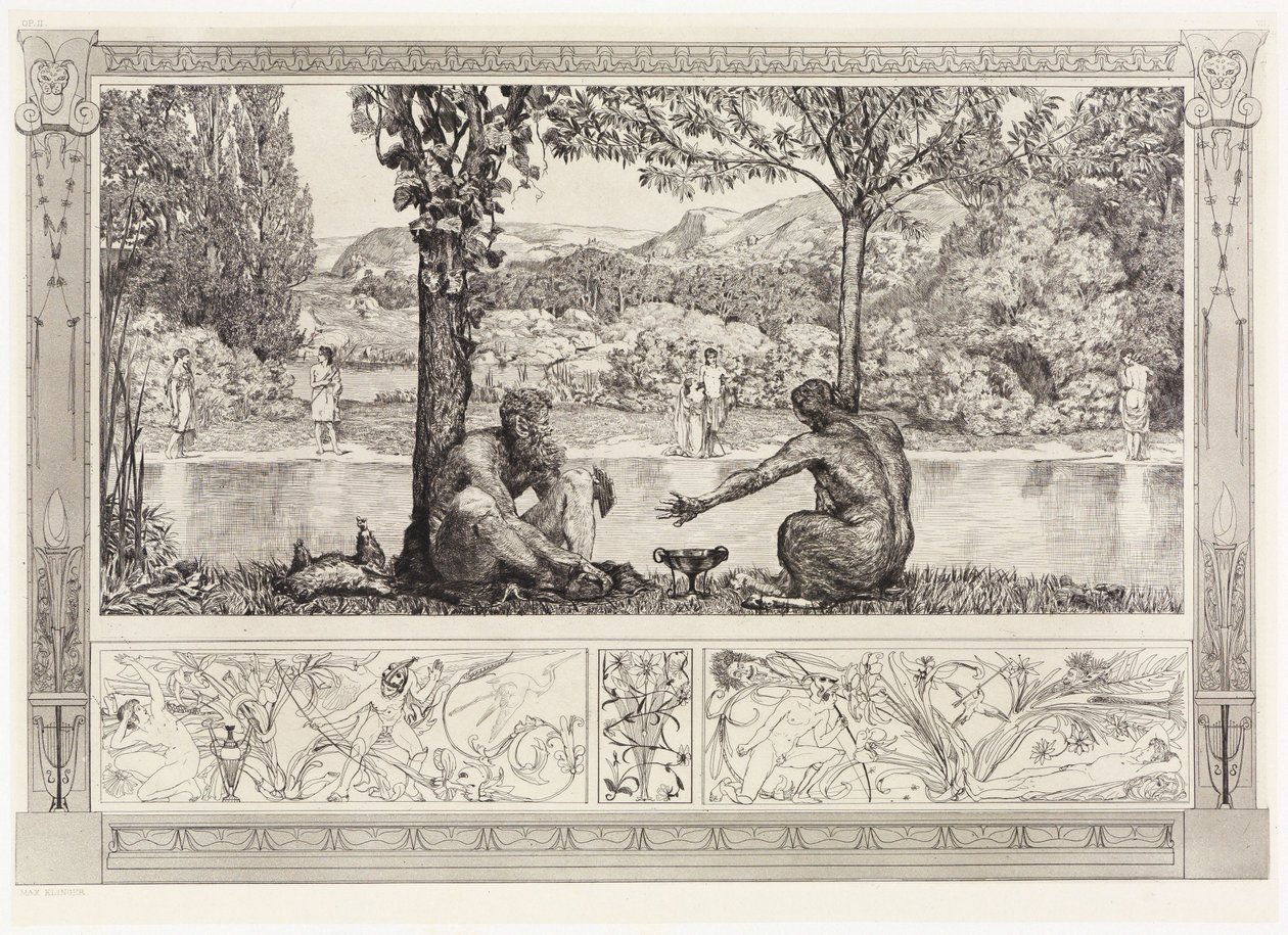 Narcisse et Écho I (Sauvetages de victimes ovidiennes, opus II, planche 7) - Max Klinger