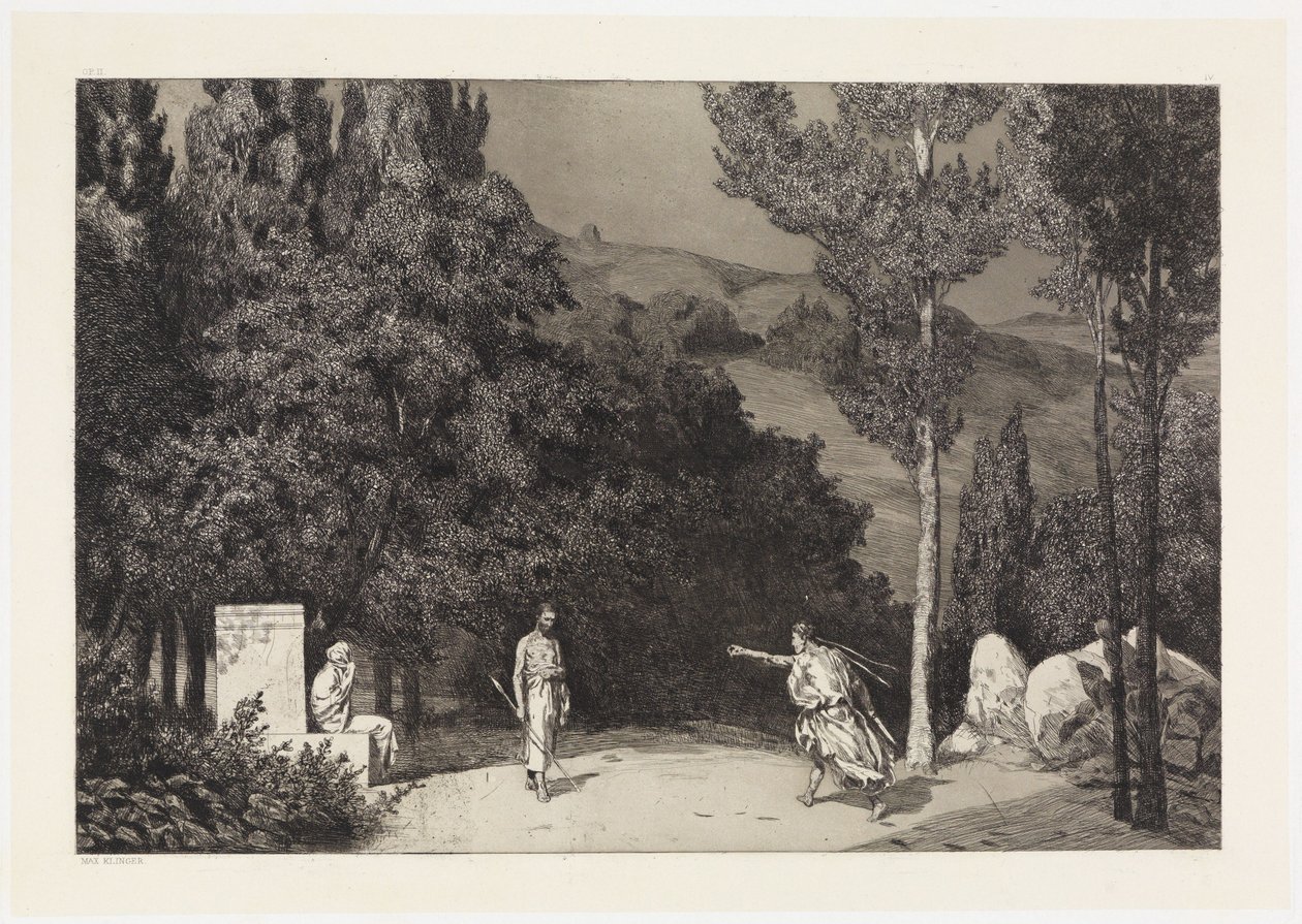Pyramus et Thisbé III (Sauvetages des victimes ovidiennes, Opus II, feuille 4) - Max Klinger