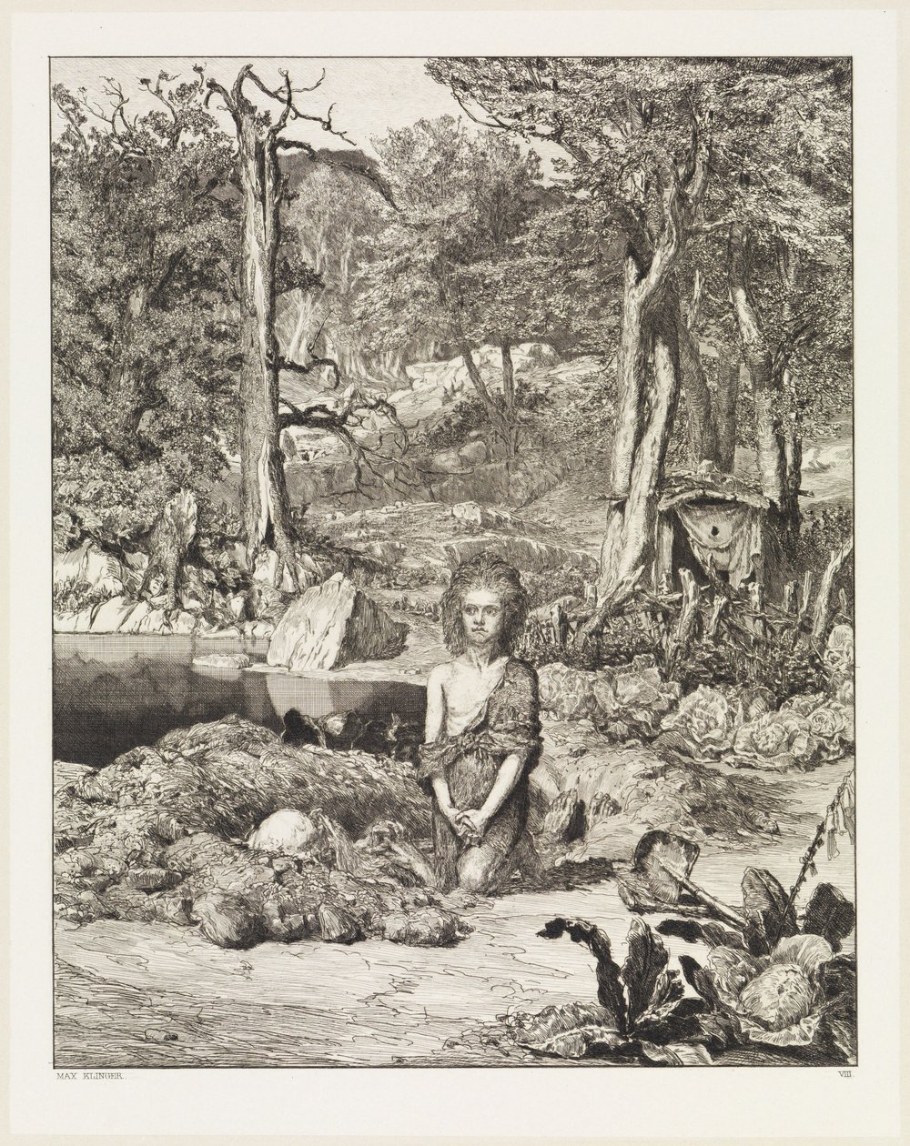 Simplicius sur la tombe de l’ermite (Intermezzi, Opus IV, planche 8) - Max Klinger