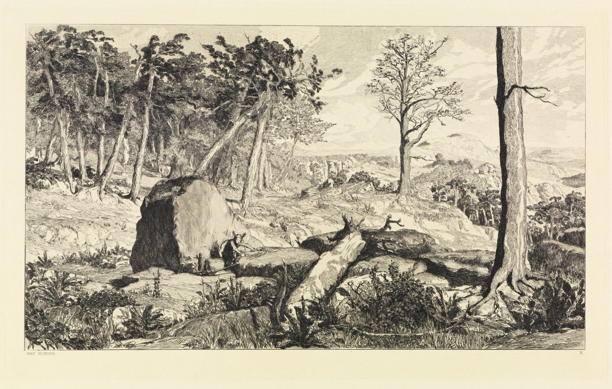 Simplicius dans la solitude de la forêt (Intermezzi, opus IV, feuille 10) - Max Klinger