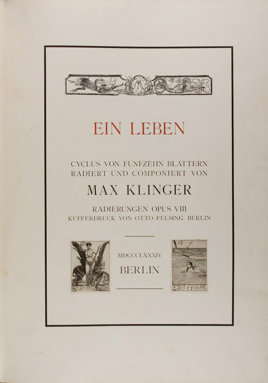 Page de titre : Une vie - Max Klinger