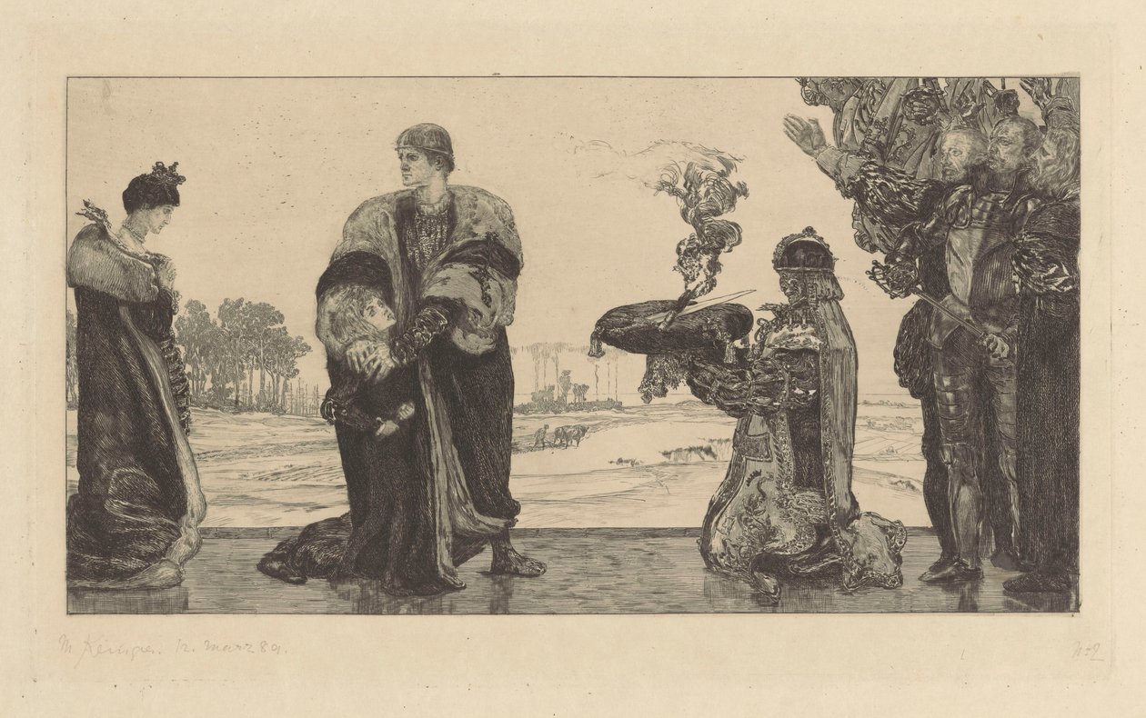 Le souverain et la mort, planche rejetée pour le cycle : Sur la mort, partie II, planche 2, Op. XIII - Max Klinger