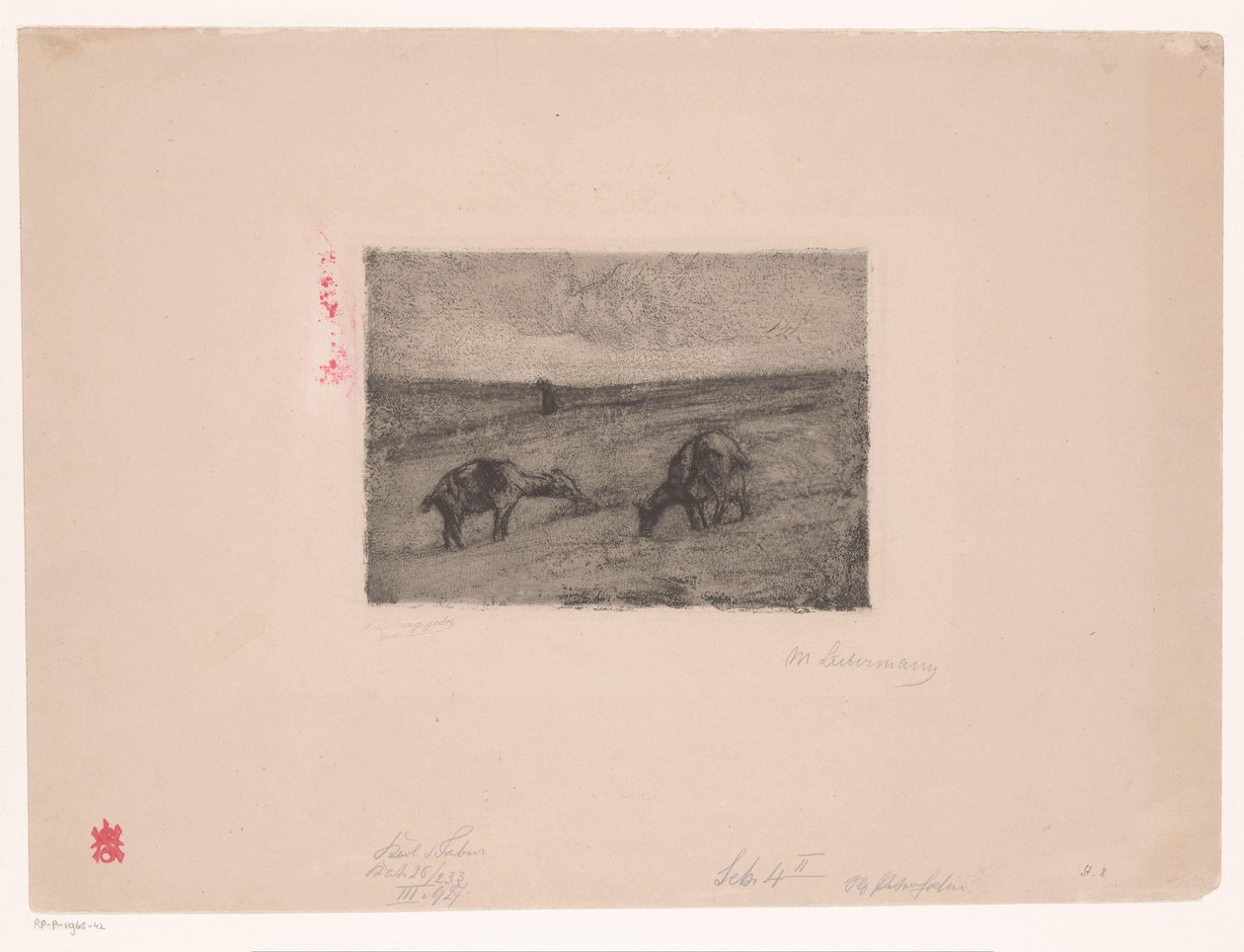 Paysage avec chèvres paissant - Max Liebermann (signed by artist)