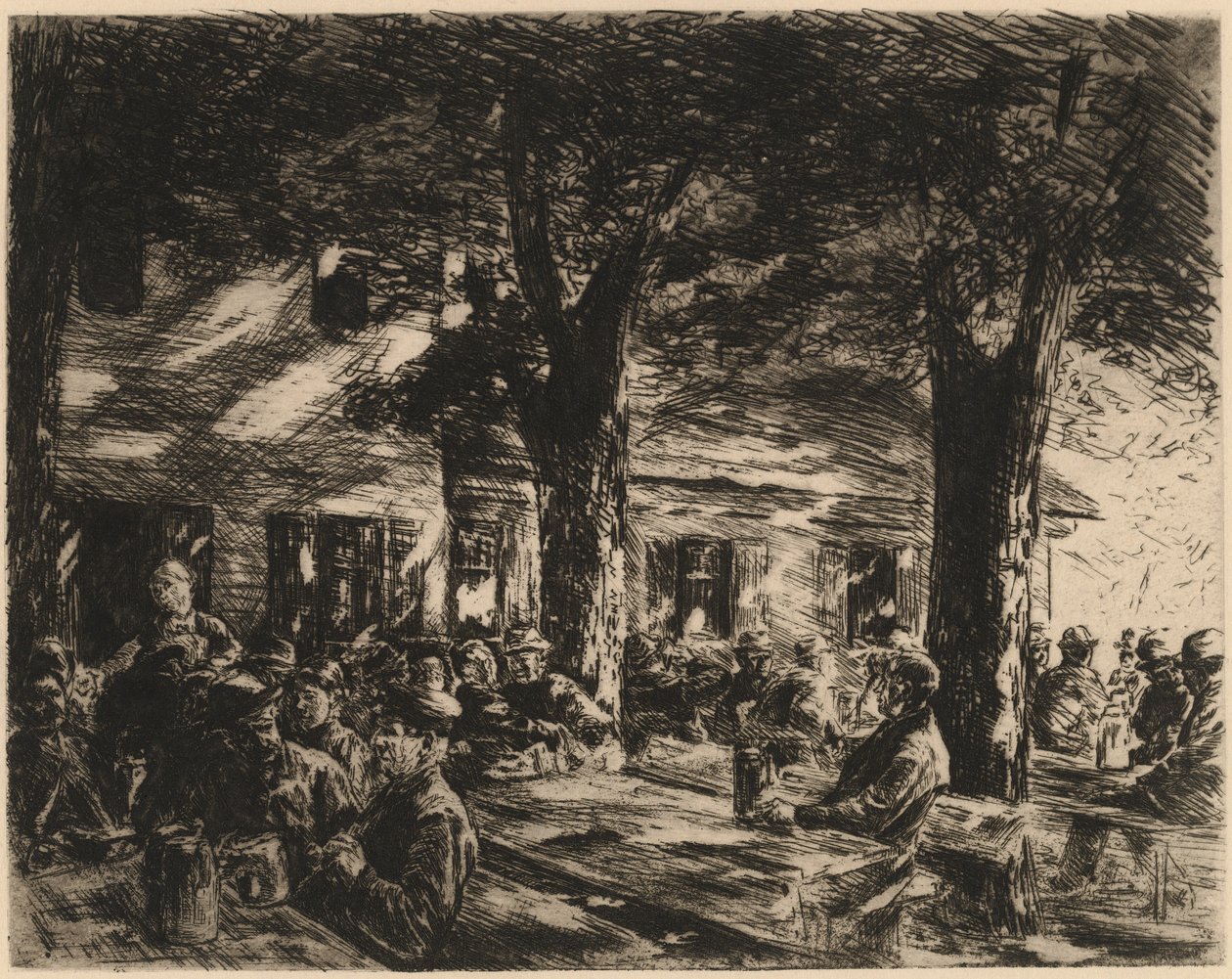 Un jardin de taverne à Rosenheim - Max Liebermann