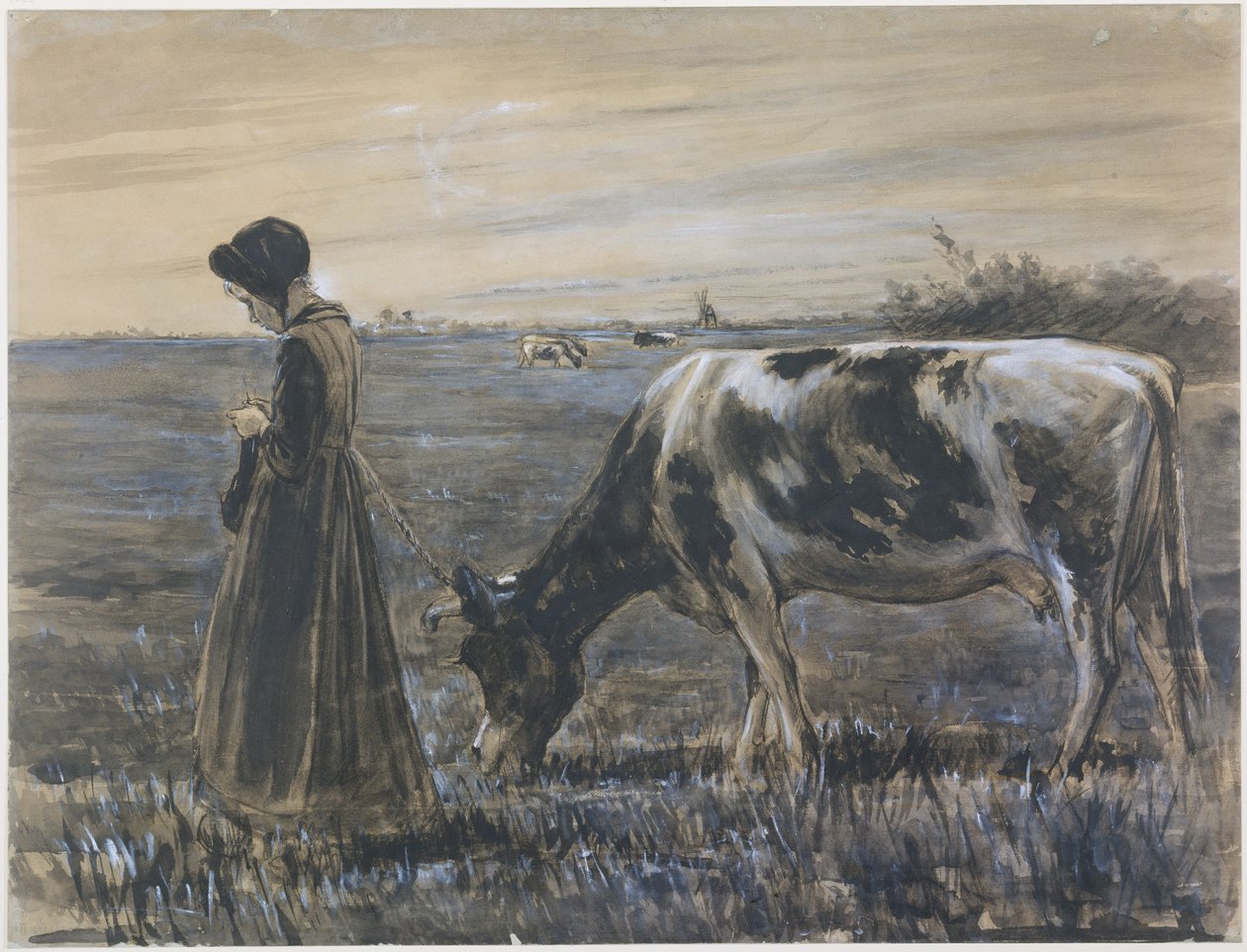 Fille avec une vache - Max Liebermann
