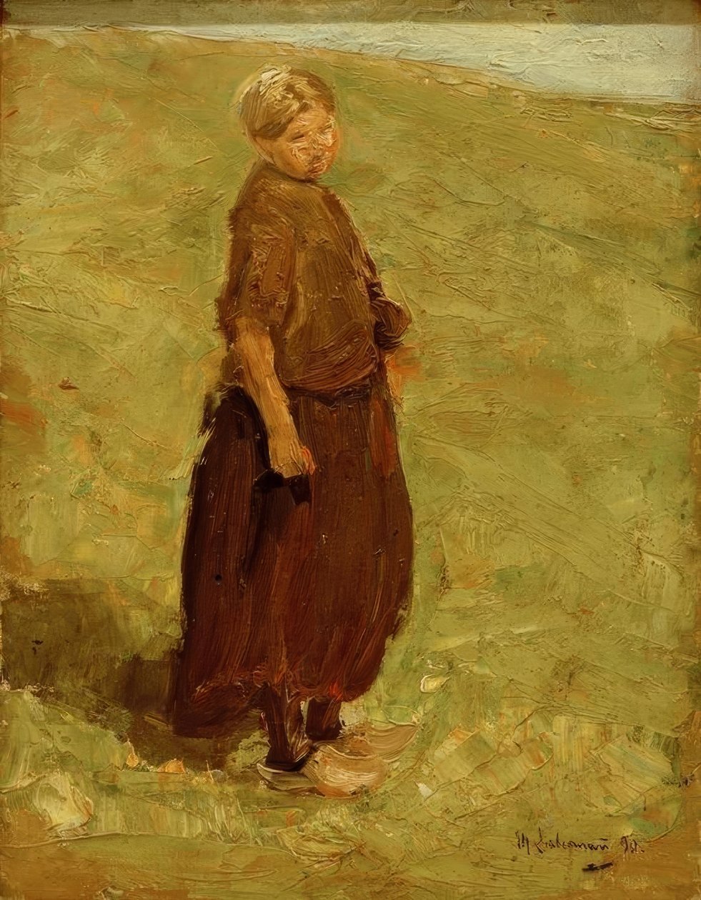 Fille sur la dune, debout vers la droite - Max Liebermann