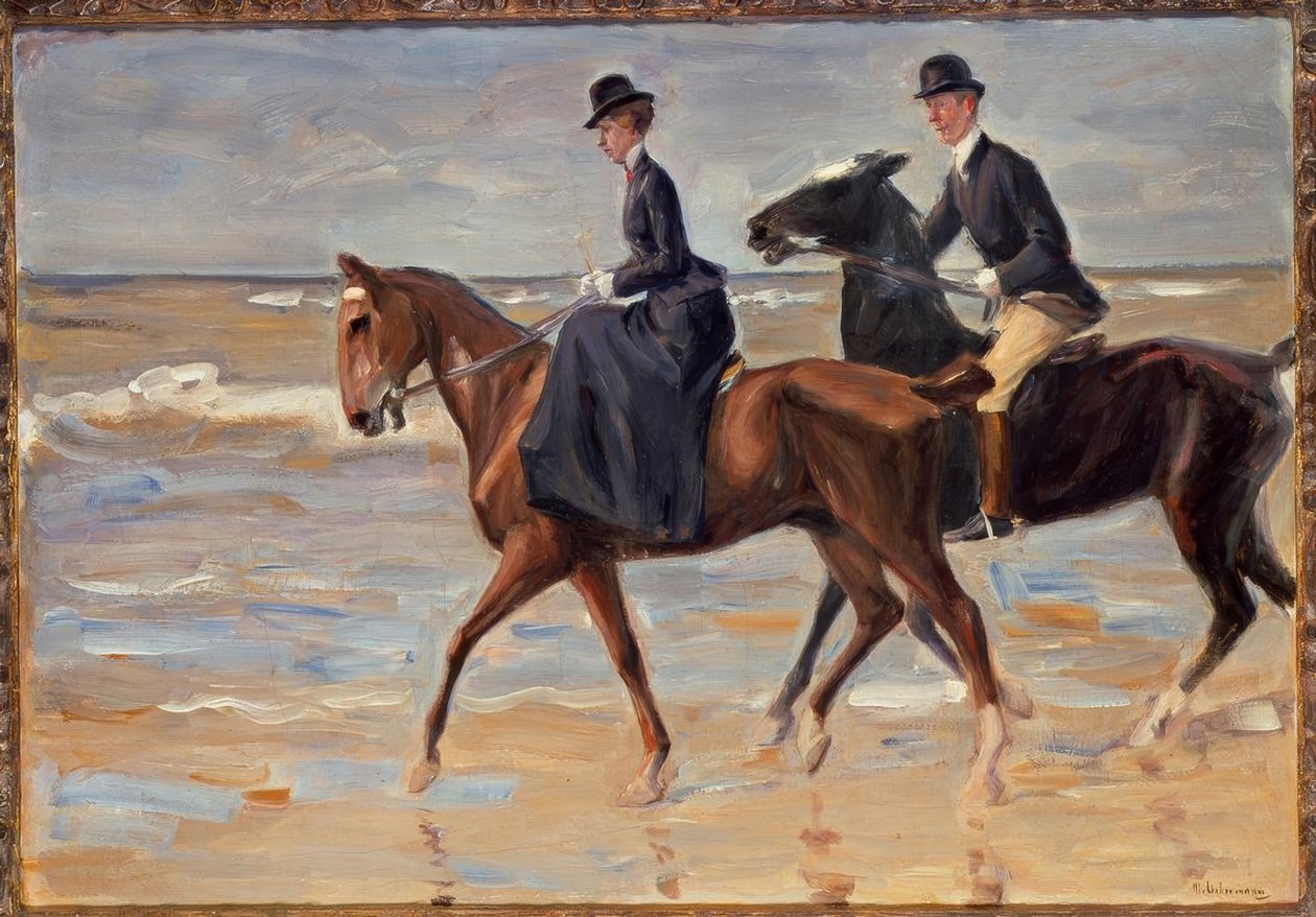 Cavalier et cavalière sur la plage - Max Liebermann