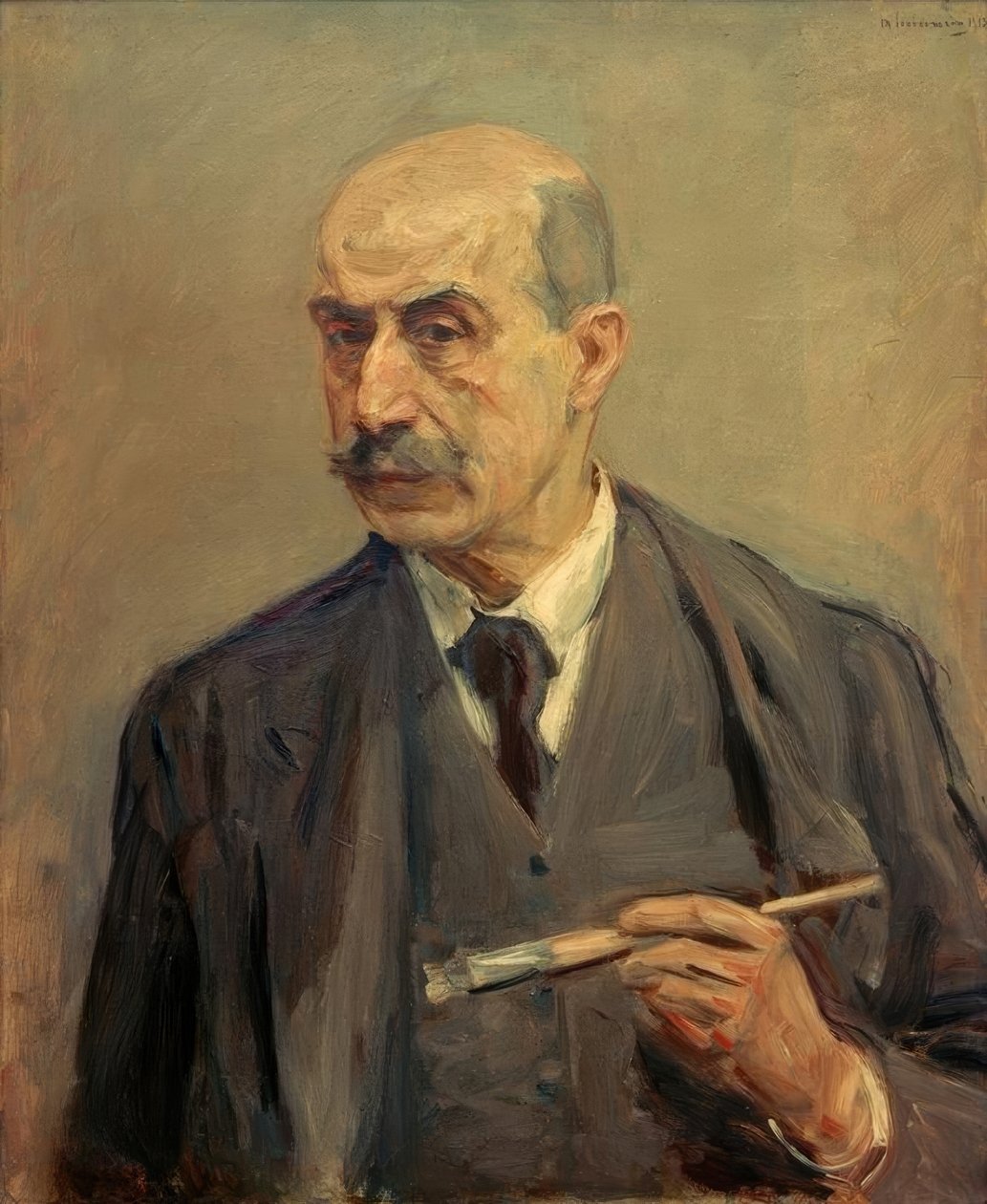 Autoportrait avec pinceau - Max Liebermann