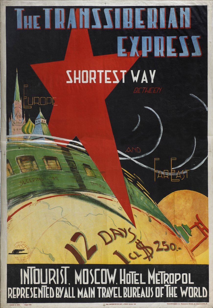 Affiche du Transsibérien de la compagnie Intourist, 1930 - Max Litvak