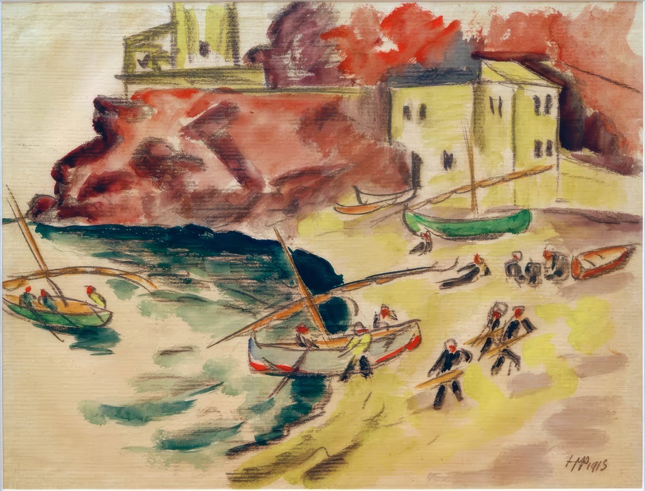 Baie portuaire avec des pêcheurs - Max Pechstein