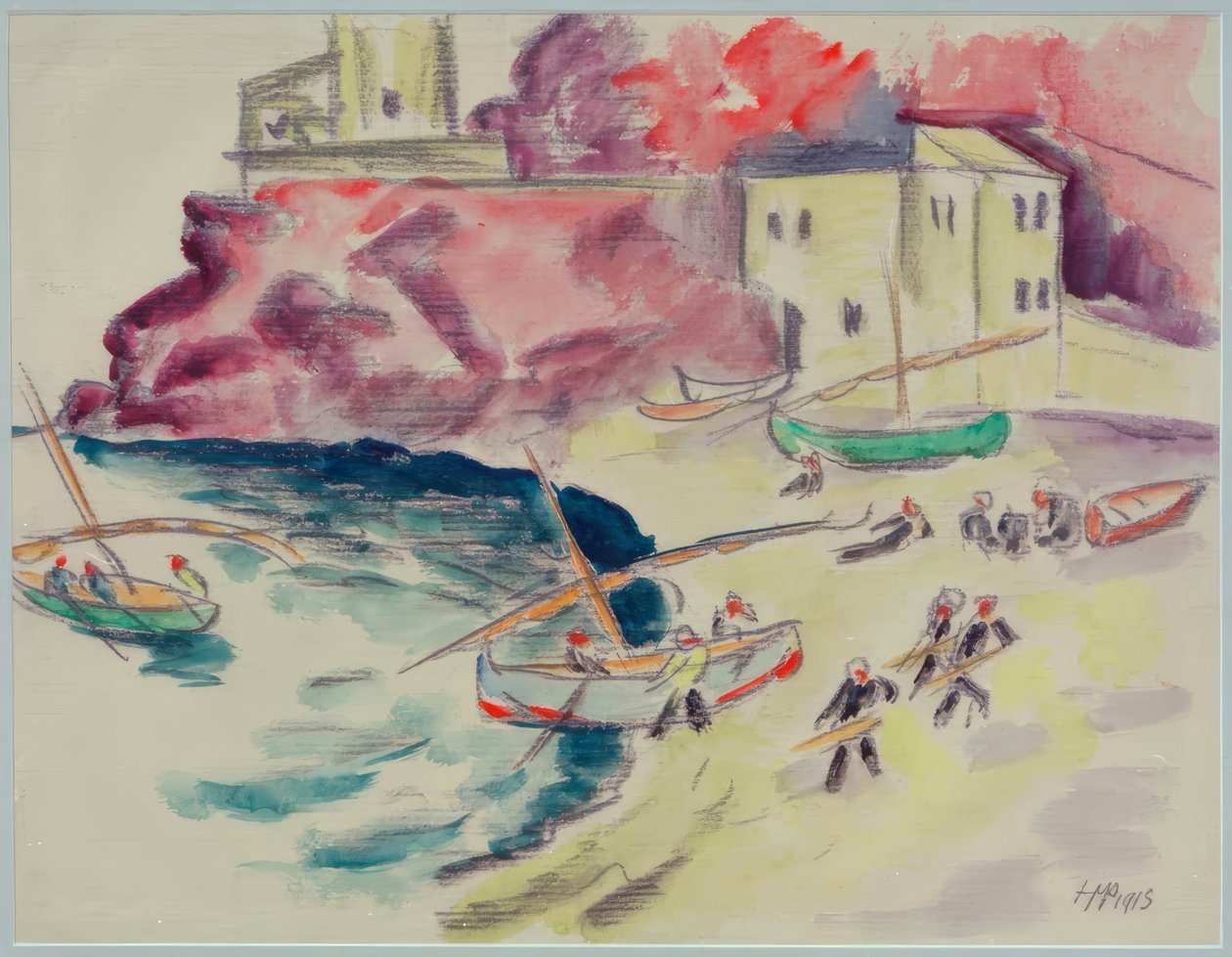 Baie portuaire avec des pêcheurs - Max Pechstein