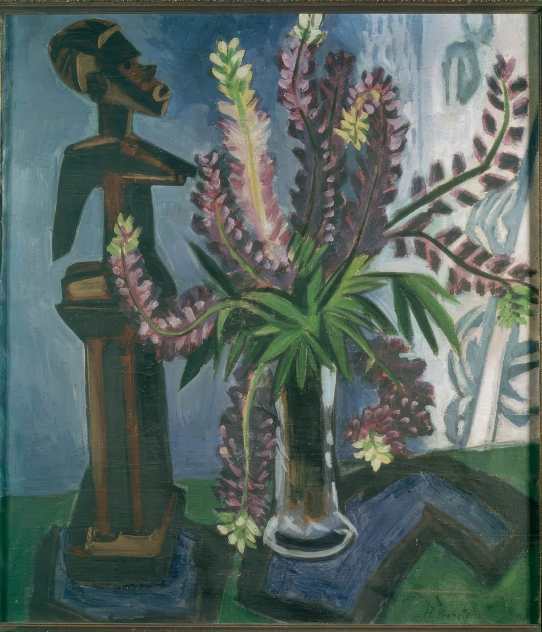Figurine des mers du Sud et fleurs - Max Pechstein