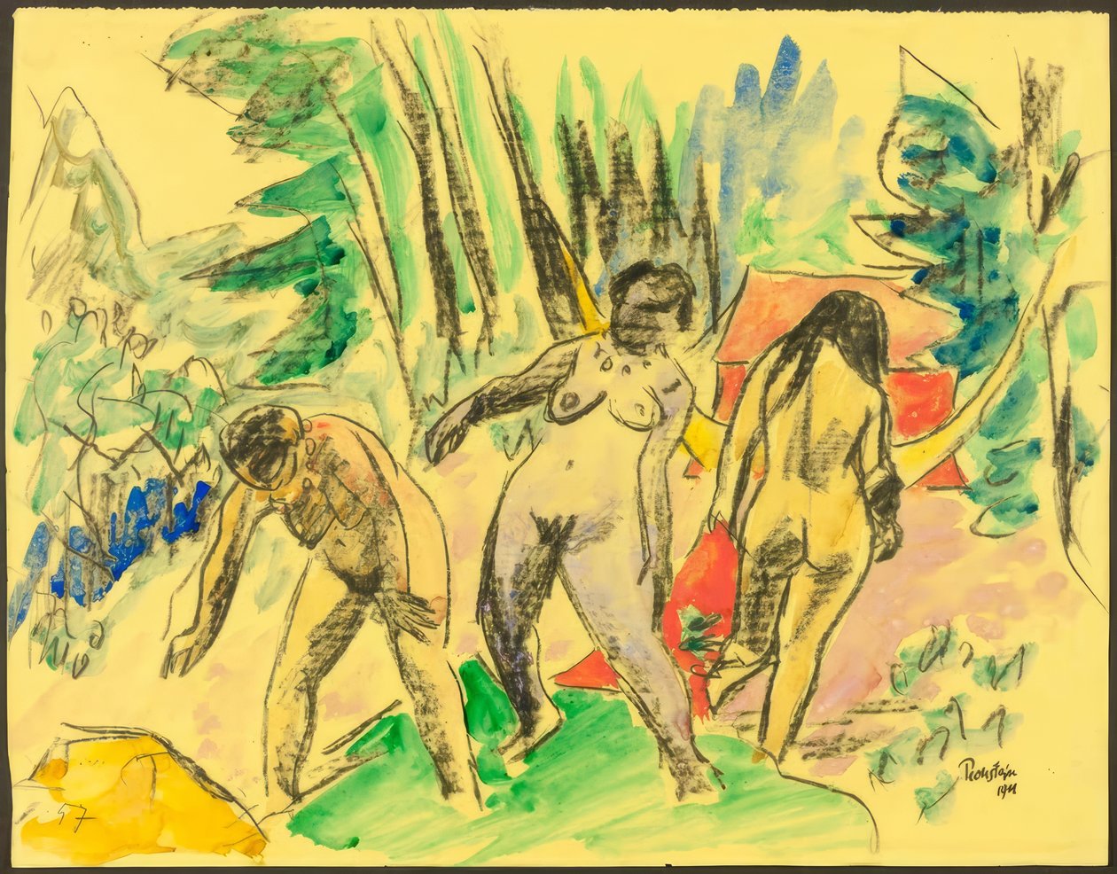 Trois nus dans la forêt - Max Pechstein
