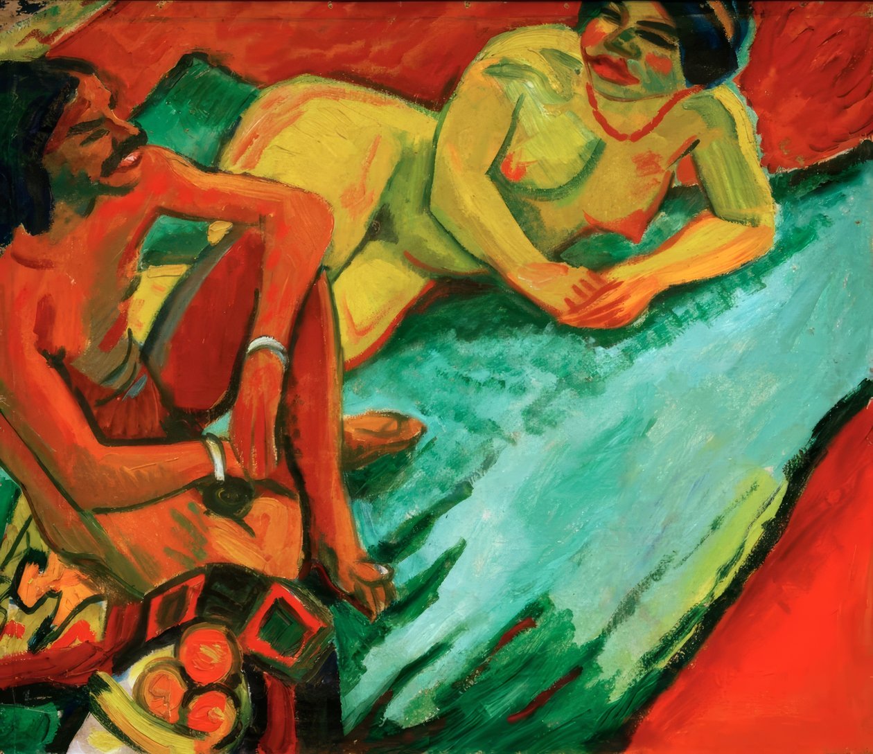 Femme avec Indien sur tapis - Max Pechstein
