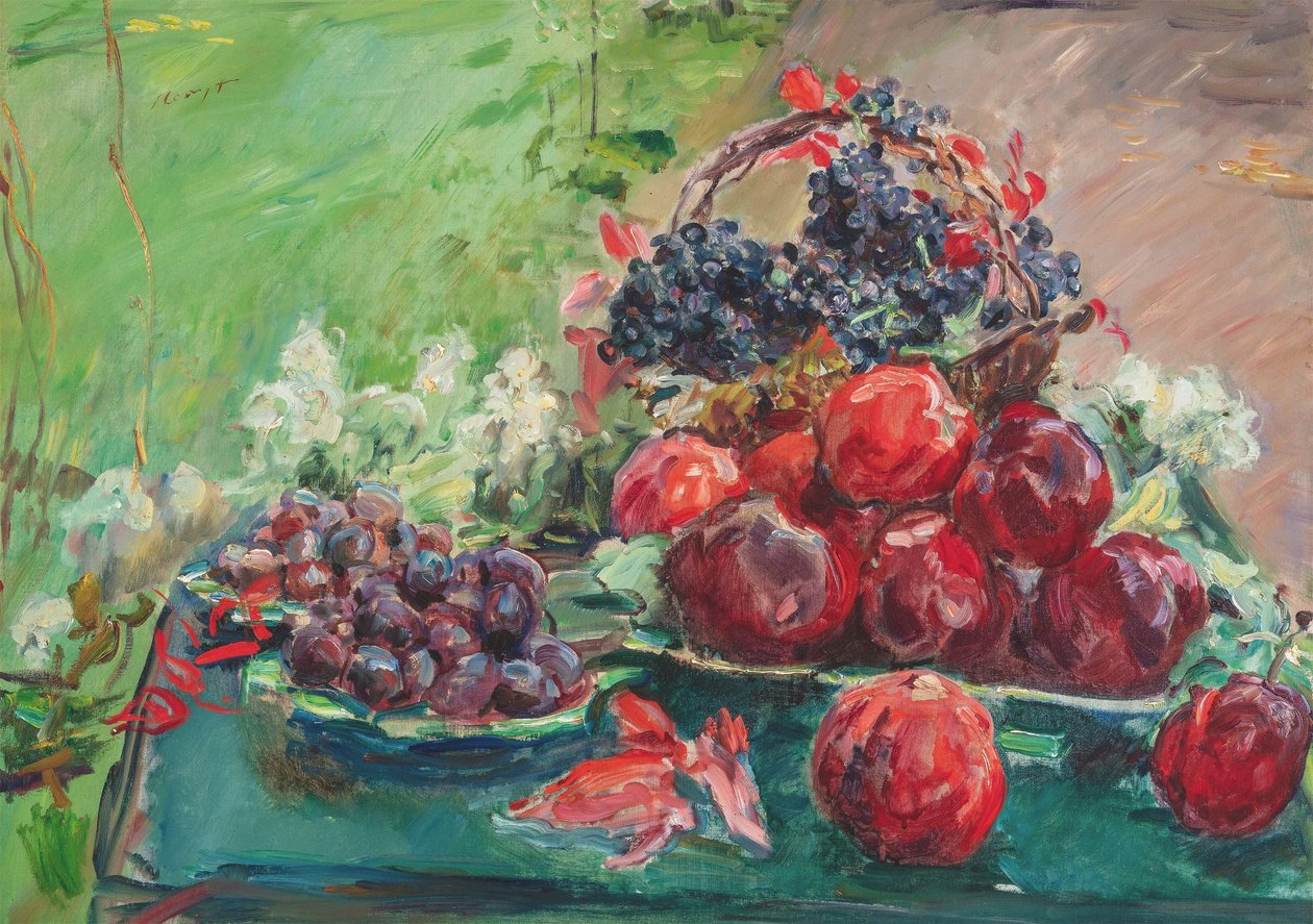 French : Nature morte aux pommes, raisins et pruneaux - Max Slevogt