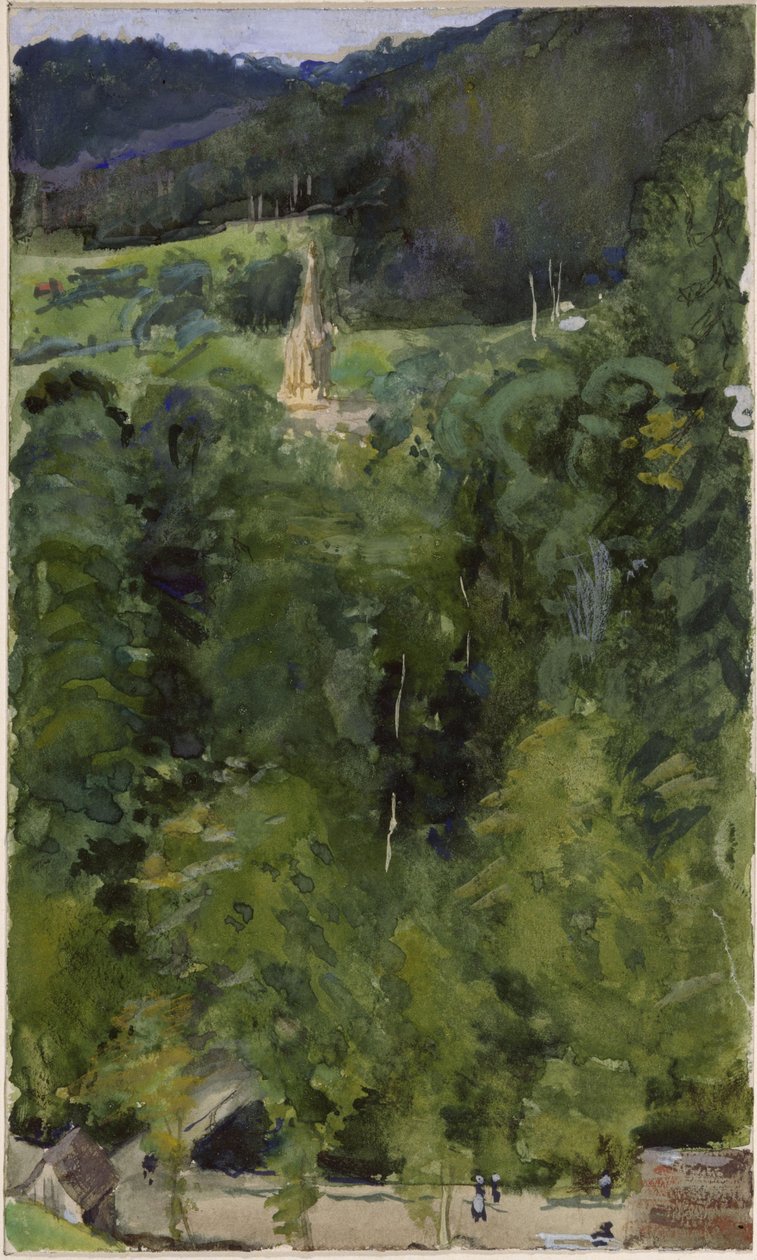 Église à Wildbad derrière les arbres - Max Slevogt