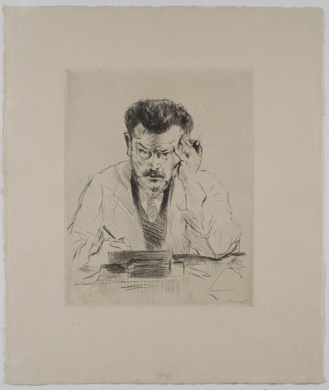 Autoportrait au cigare, eau-forte - Max Slevogt