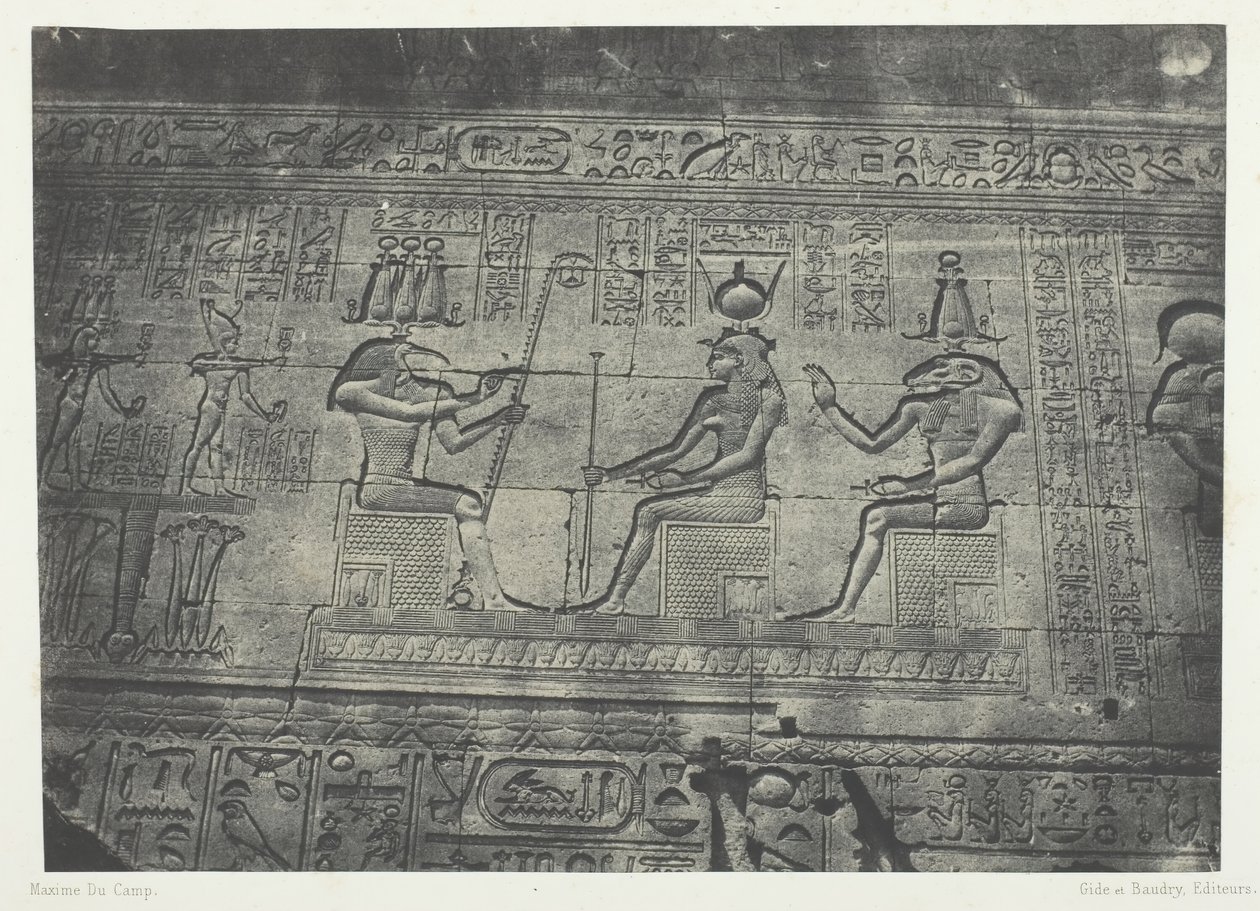 Grand Temple de Dendérah Teutyres, Sculptures de la Façade Postérieure, Haute-Égypte - Maxime Du Camp