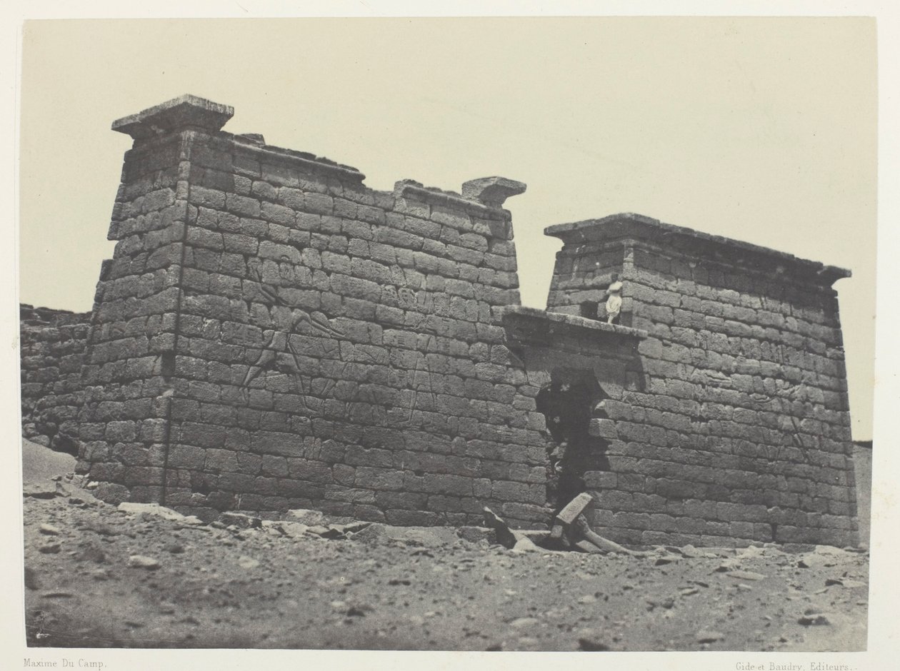 Hémi-Spéos De Séboua, Pylônes; Nubie, plate 98 from the album "Egypte, Nubie, Palestine et Syrie" (1852) - Maxime Du Camp