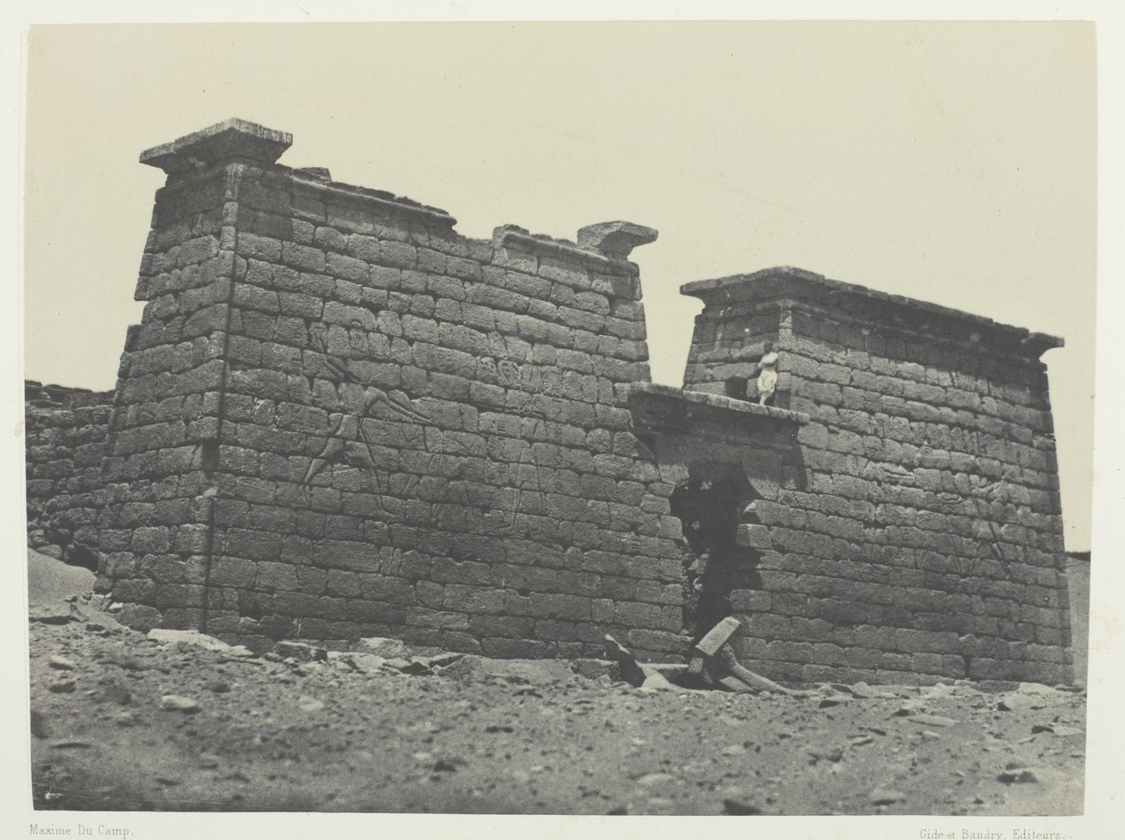Hémi-Spéos De Séboua, Pylônes; Nubie, plate 98 from the album "Egypte, Nubie, Palestine et Syrie" (1852) - Maxime Du Camp