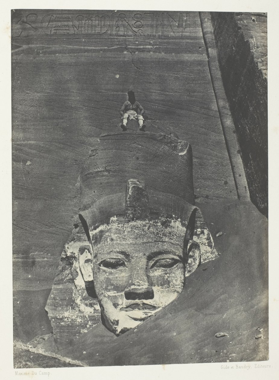 Ibsamboul, Colosse Occidental Du Spéos De Phrè; Nubie, plate 107 from the album "Egypte, Nubie, Palestine et Syrie" (1852) - Maxime Du Camp