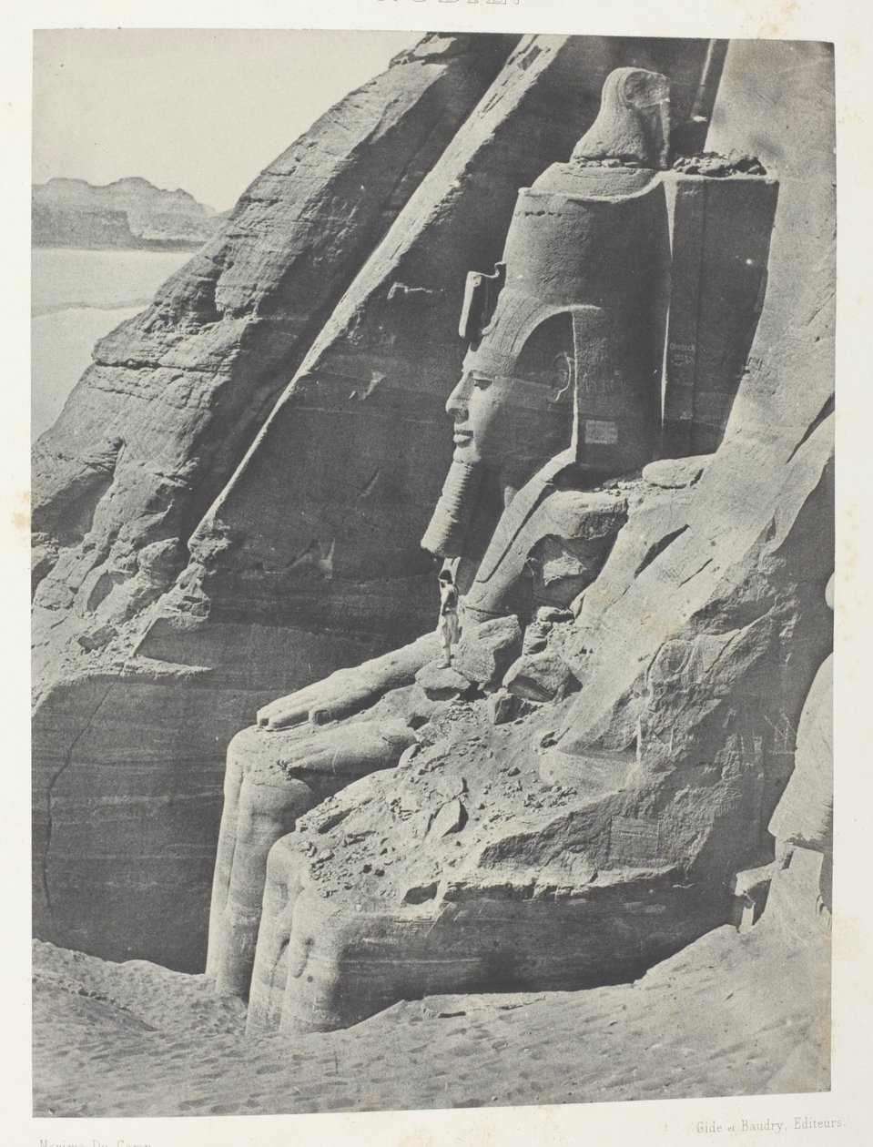 Ibsamboul, Colosse Oriental Du Spéos De Phrè, Vu De Profil; Nubie, plate 104 from the album "Egypte, Nubie, Palestine et Syrie" (1852) - Maxime Du Camp